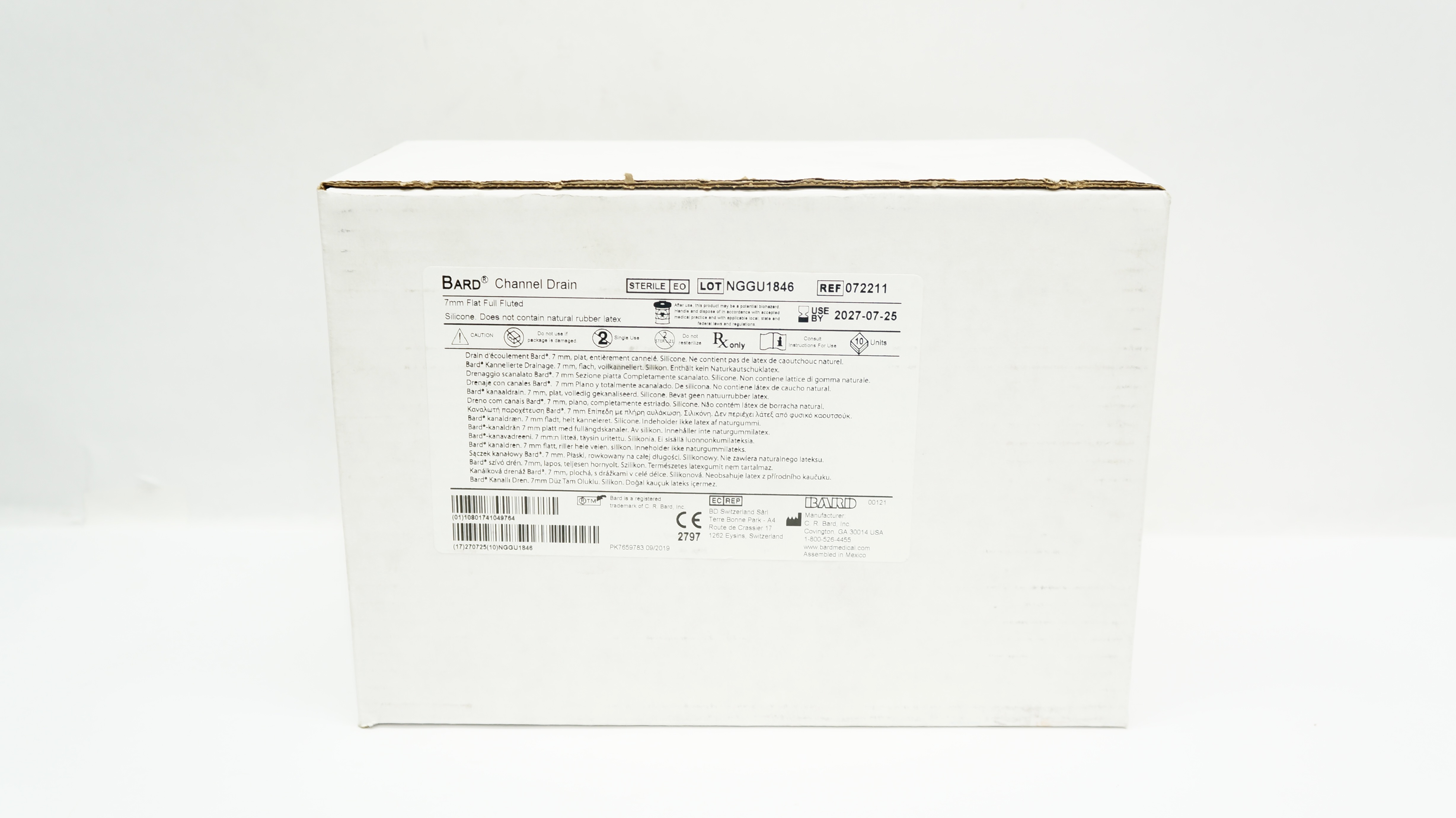 Bard 072211 Channel Drain Flat Full Fluted 7 mm - Box of 10