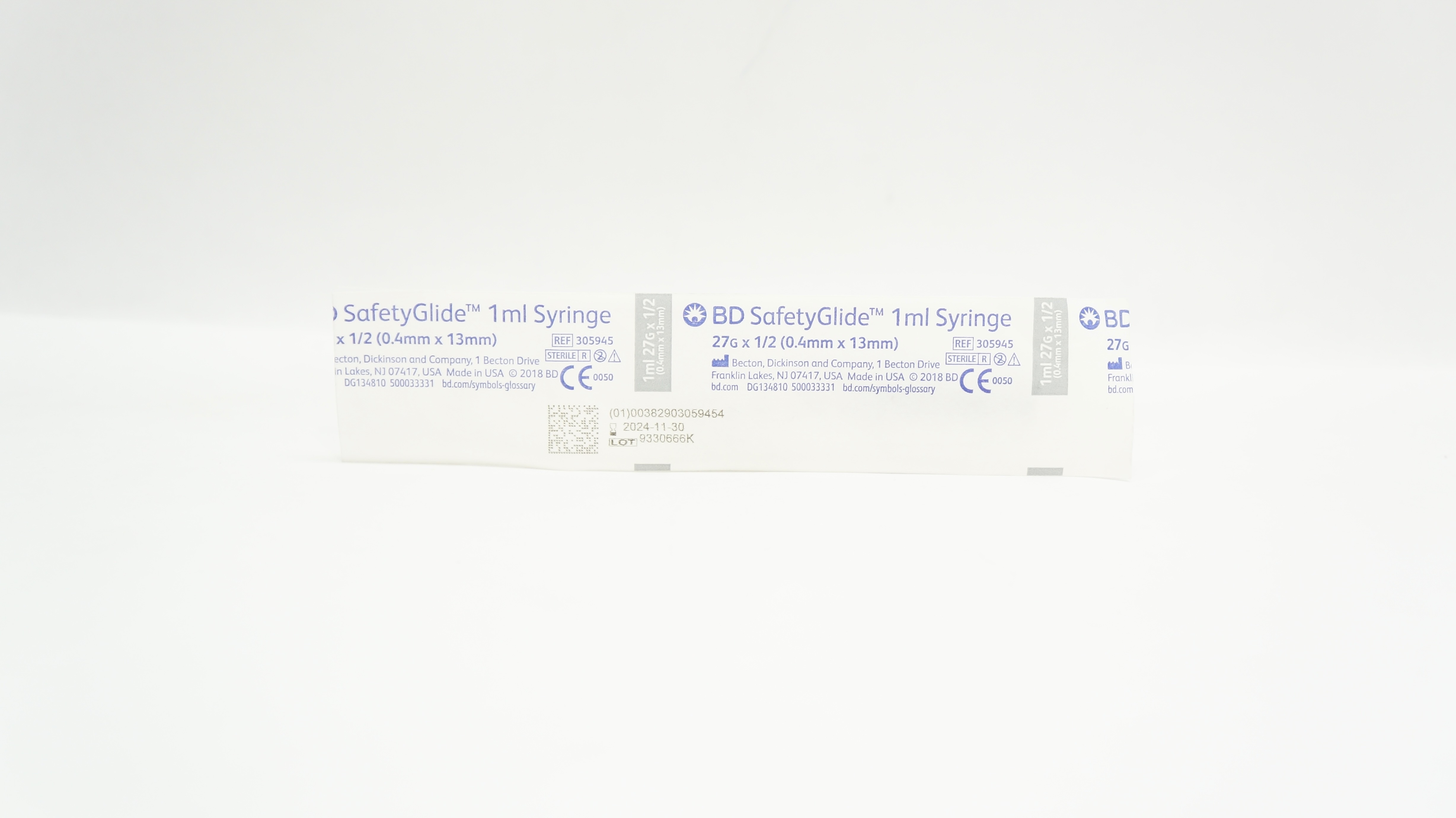 BD 305945 SafetyGlide 1ml Syringe 27G x 1/2