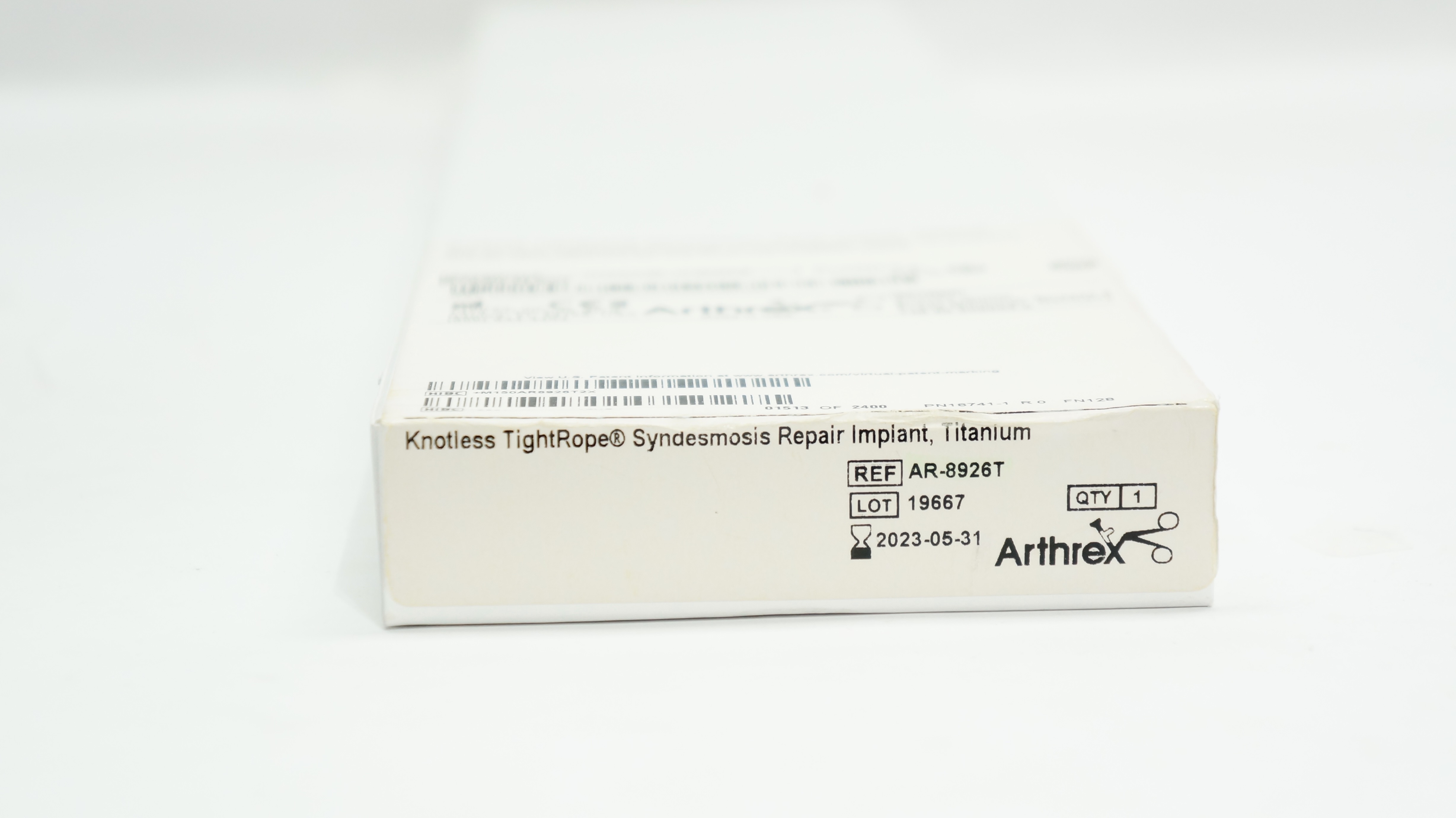 Arthrex AR-8926T Knotless TightRope Syndesmosis Repair Implant, Titanium