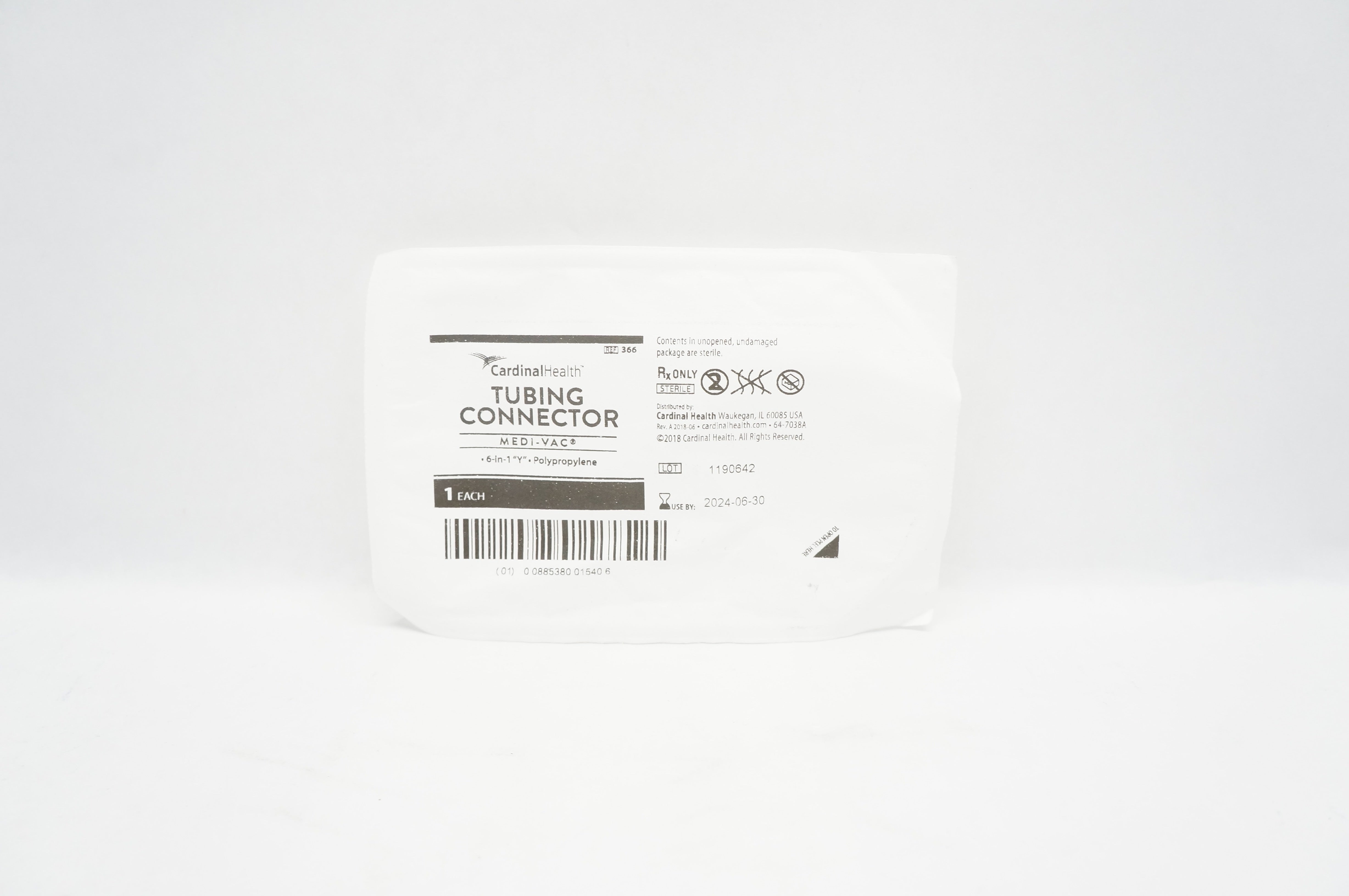 Cardinal Health 366 Medi-Vac Tubing Connector 6-in-1 "Y" Polypropylene