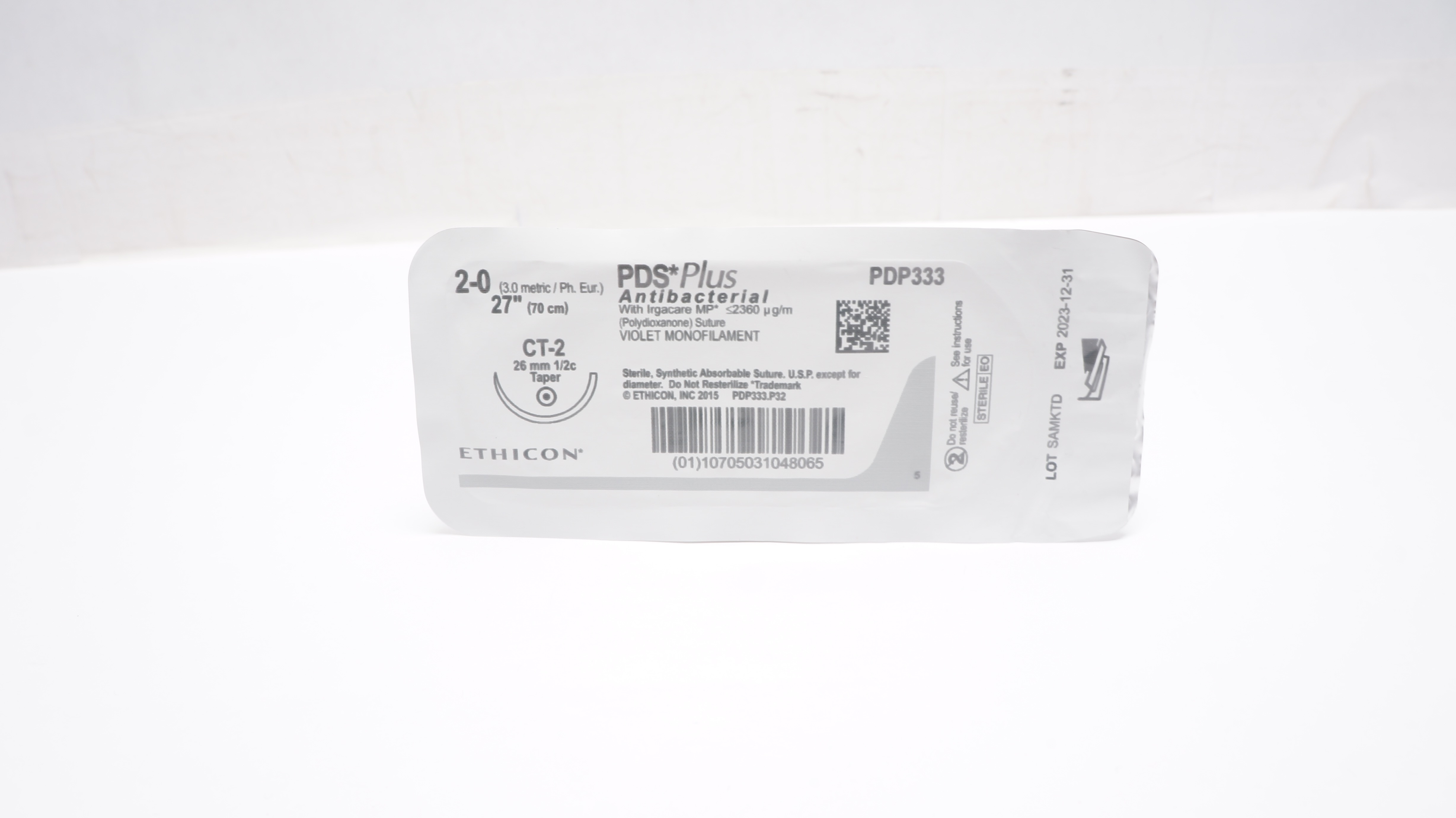 Ethicon PDP333 2-0 PDS Plus Polydioxanone Stre CT-2 26mm 1/2c Taper, 27inch (x)