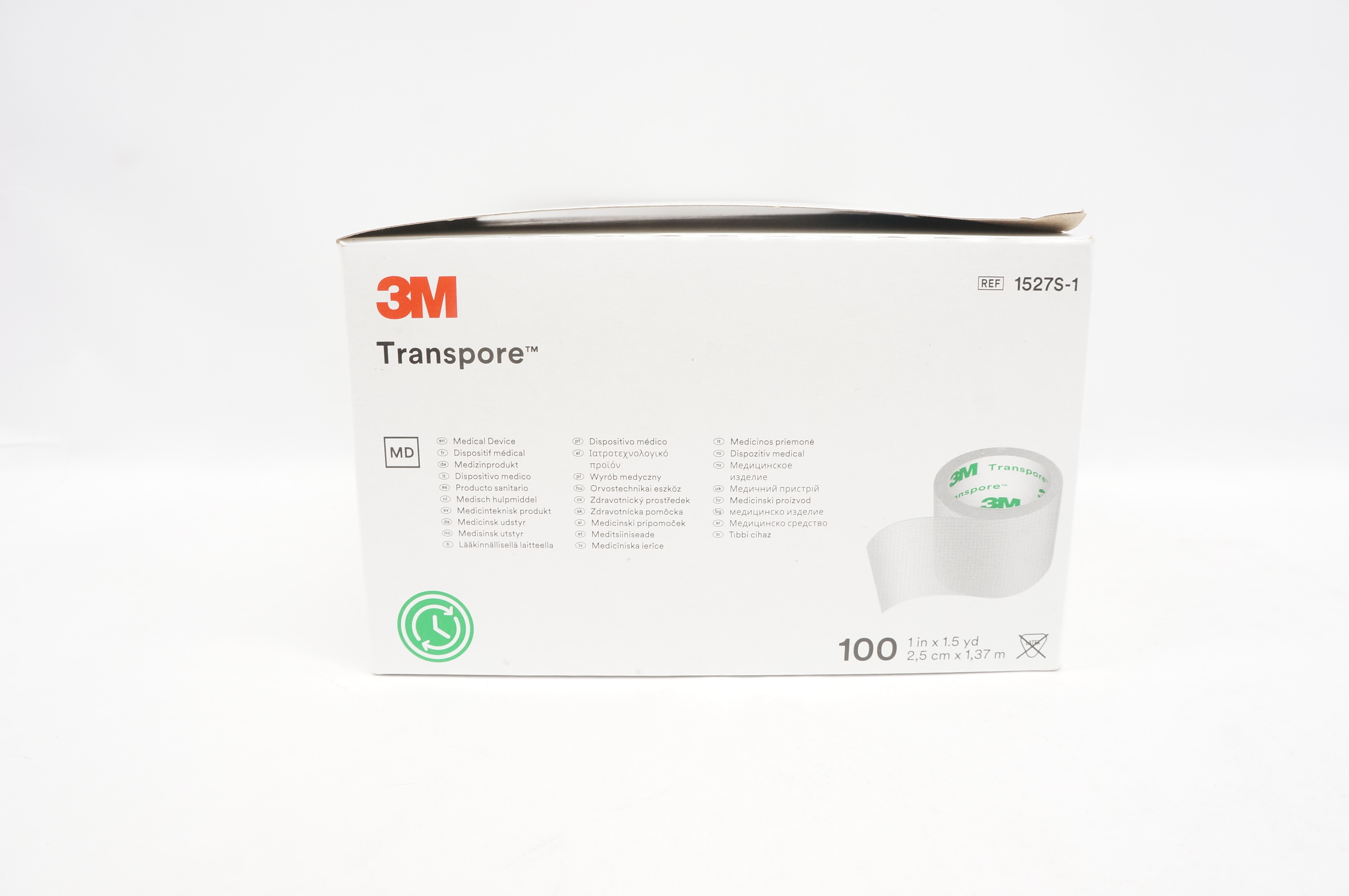 3M 1527S-1 Transpore Surgical Tape 1inch x 1.5yd - Box of 100