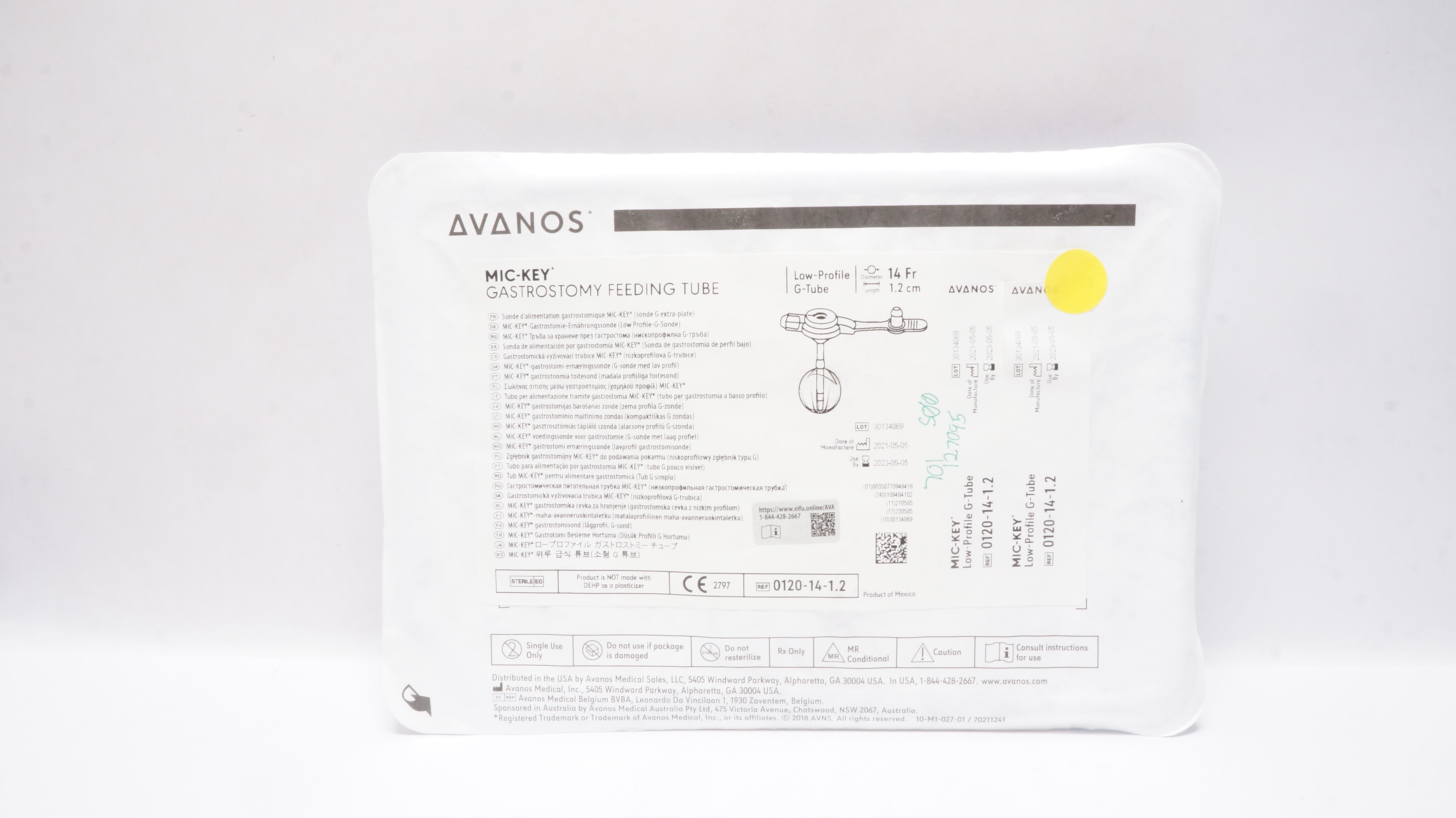 Avanos 0120-14-1.2 MIC-KEY Gastrostomy Feeding Tube 14Fr x 1.2cm (x)