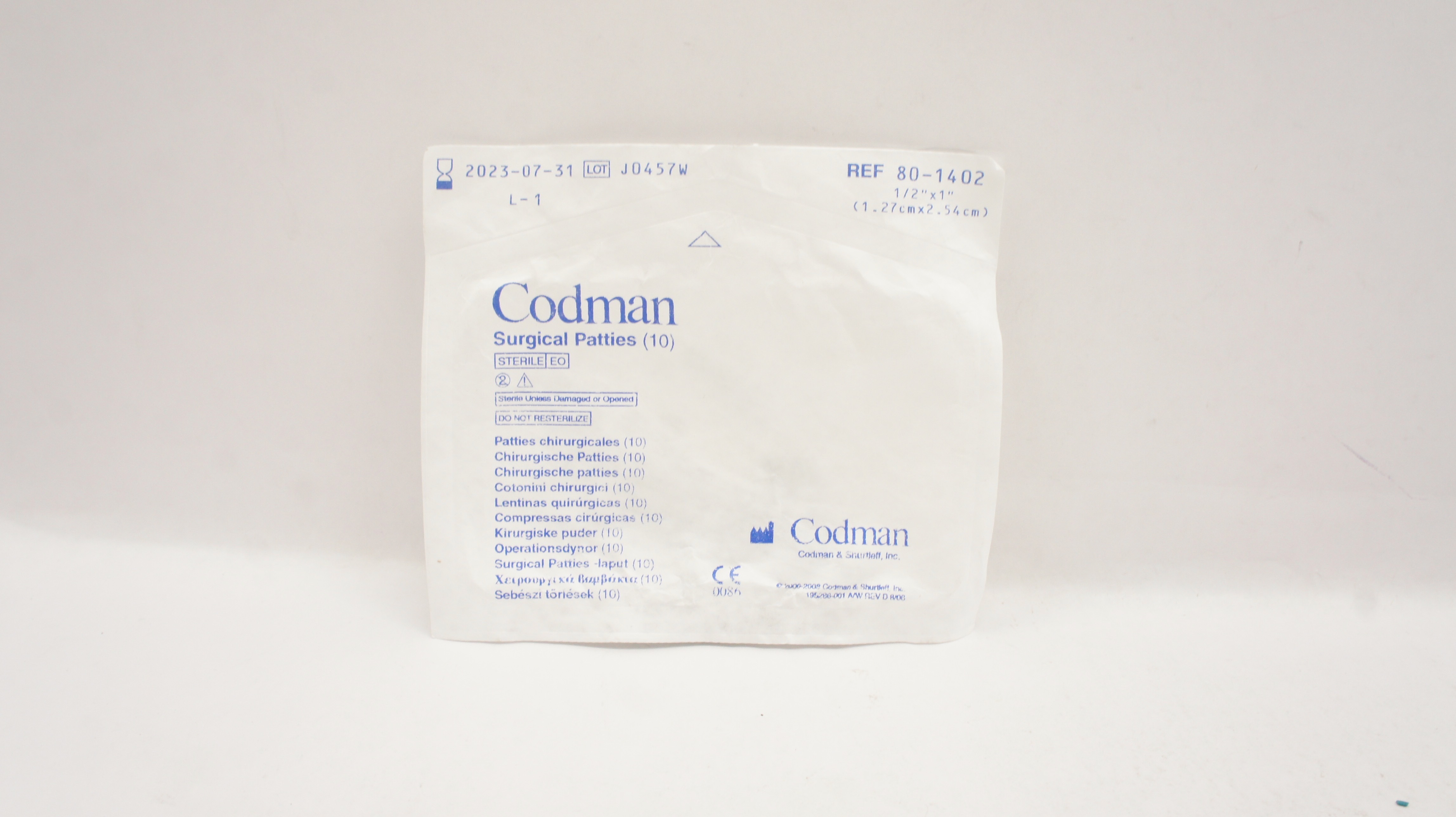 Codman 80-1402 Surgical Patties 1/2inch x 1inch - Pack of 10
