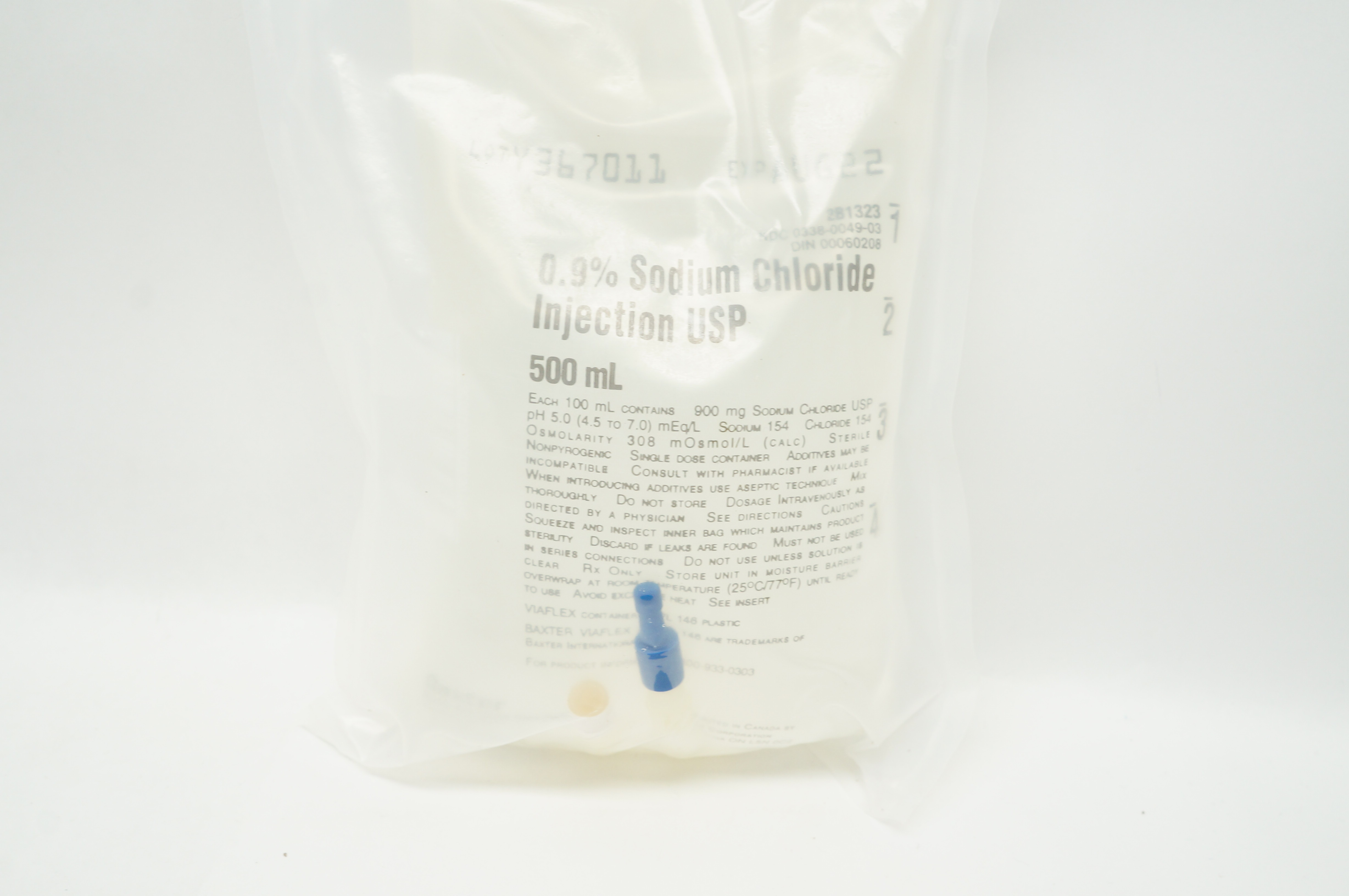 Baxter 2B1323 0.9% Sodium Chloride Injection USP, 500 mL