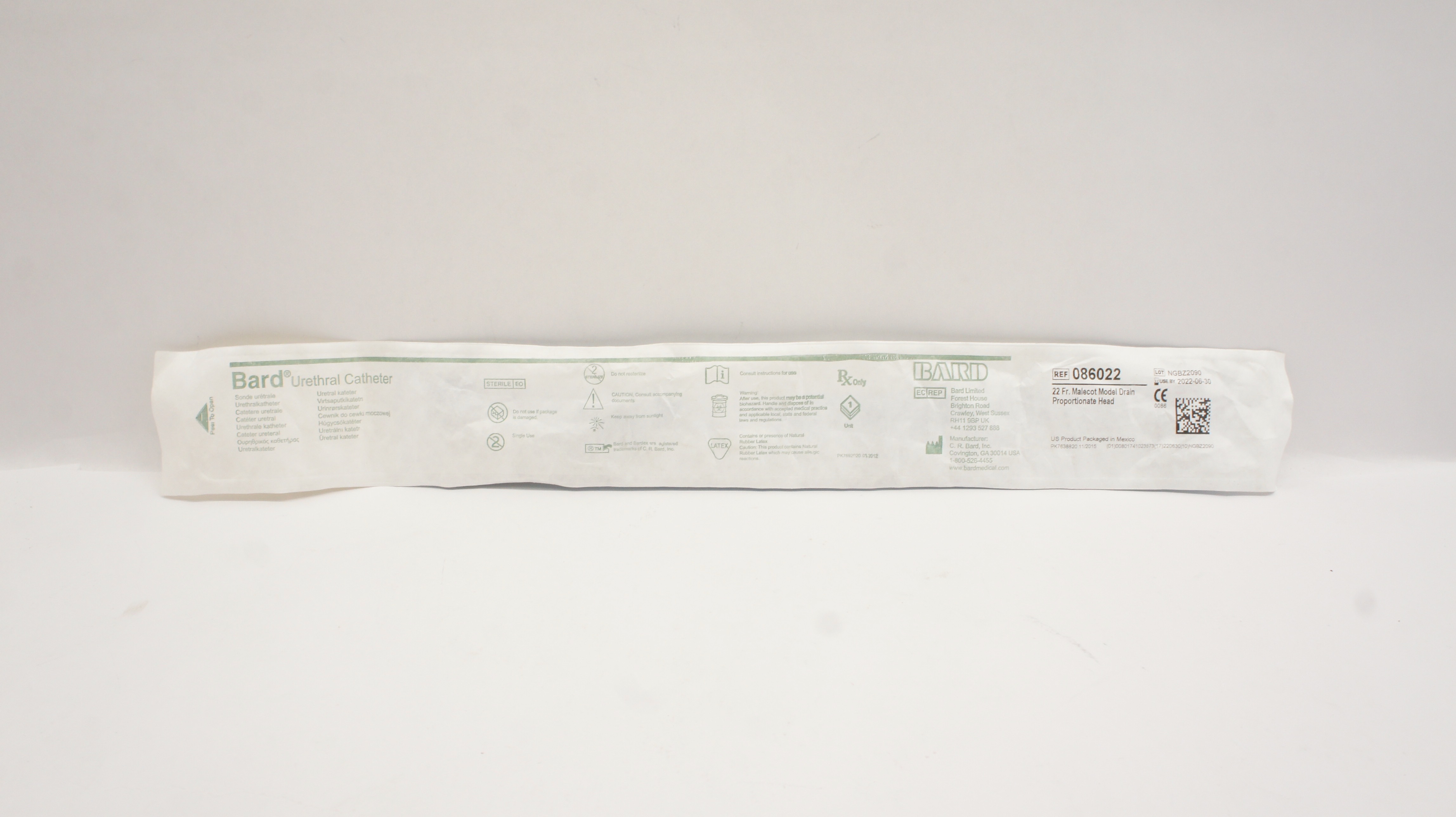 Bard 086022 Urethral Cath. 22Fr Malecot Model Drain, Proportionate Head (x)