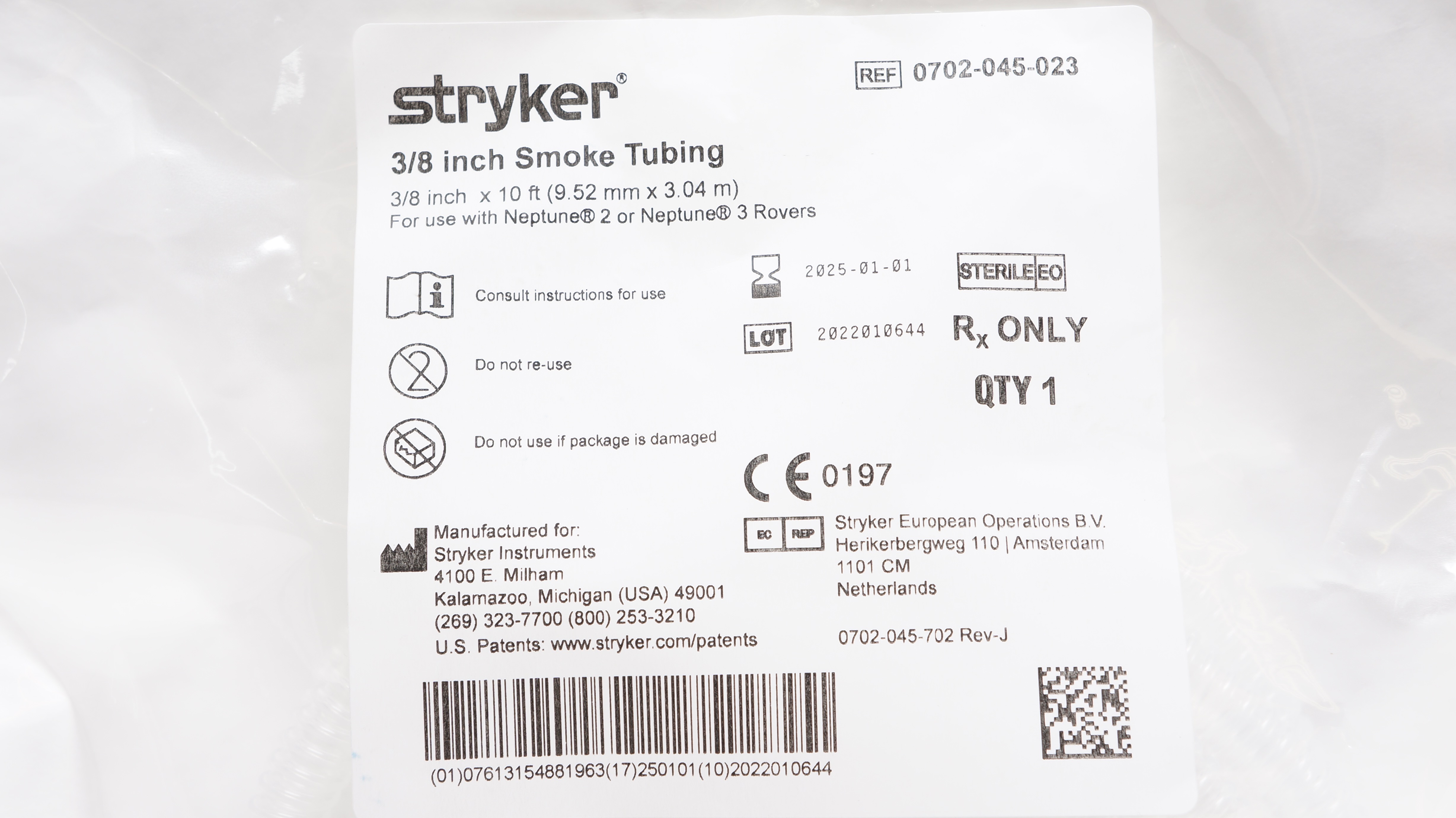 Stryker 0702-045-023 Smoke Tubing 3/8inch x 10ft. (x)