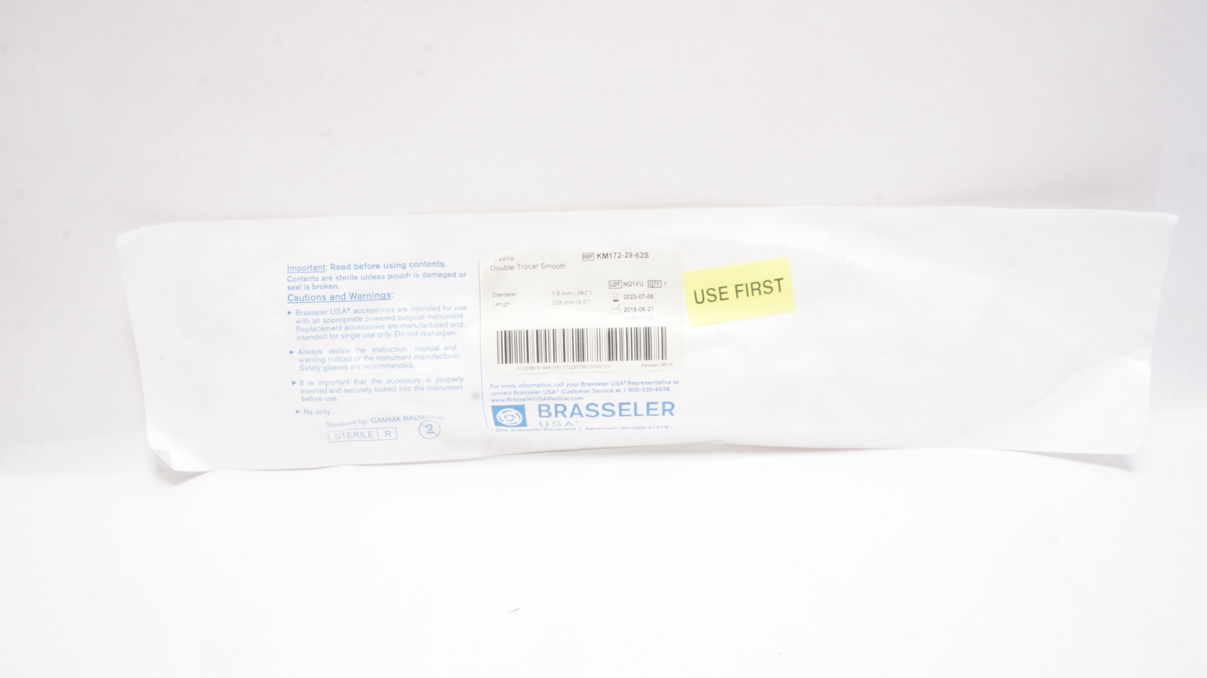 Brasseler KM172-29-62S K-Wire Duble Trocar Smooth .062inch x 9.0inch (x)