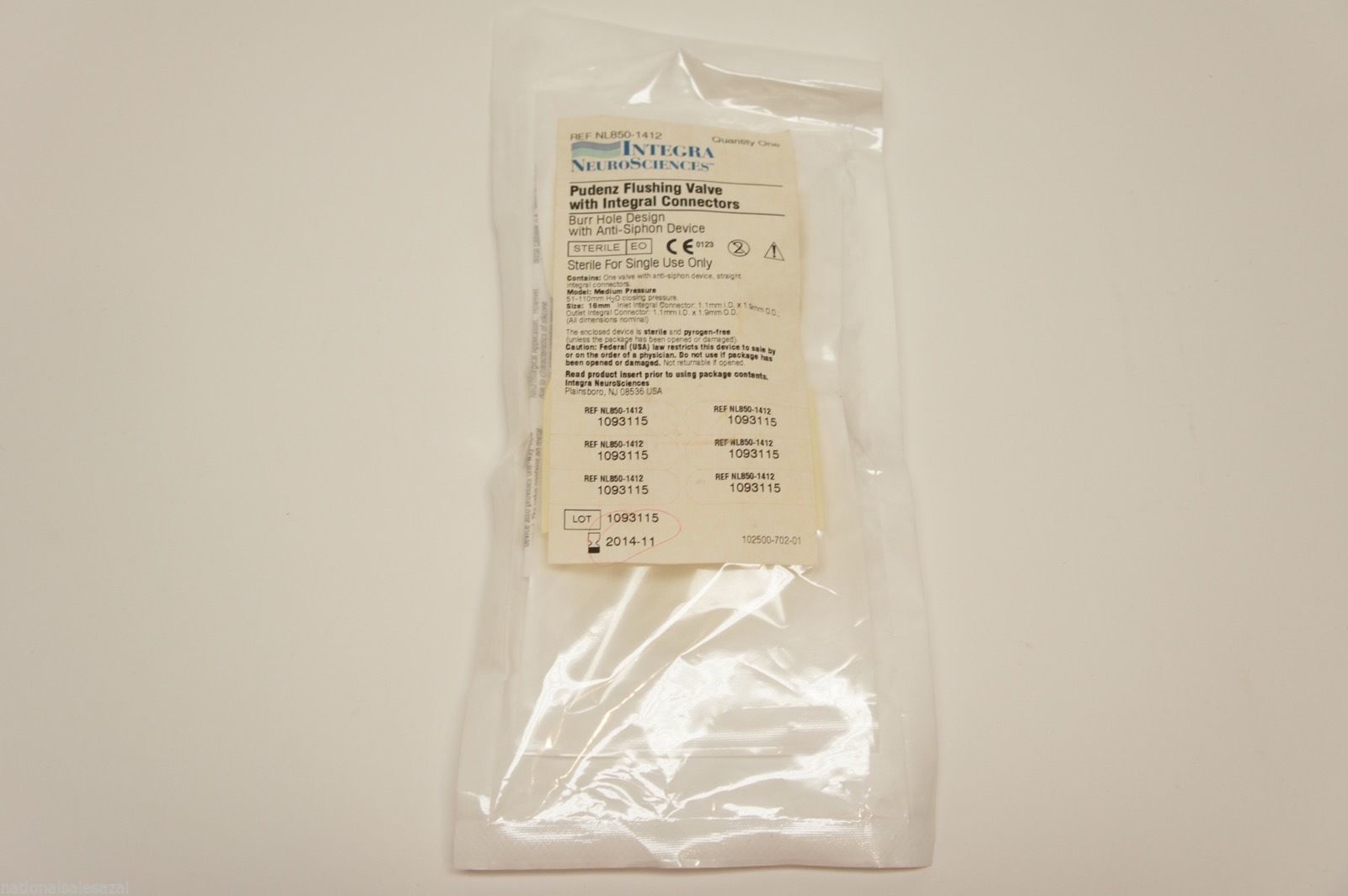 NL850-1412 ~ Integra NeuroSciences Burr Hole Design with Anti -Siphon Device (x)