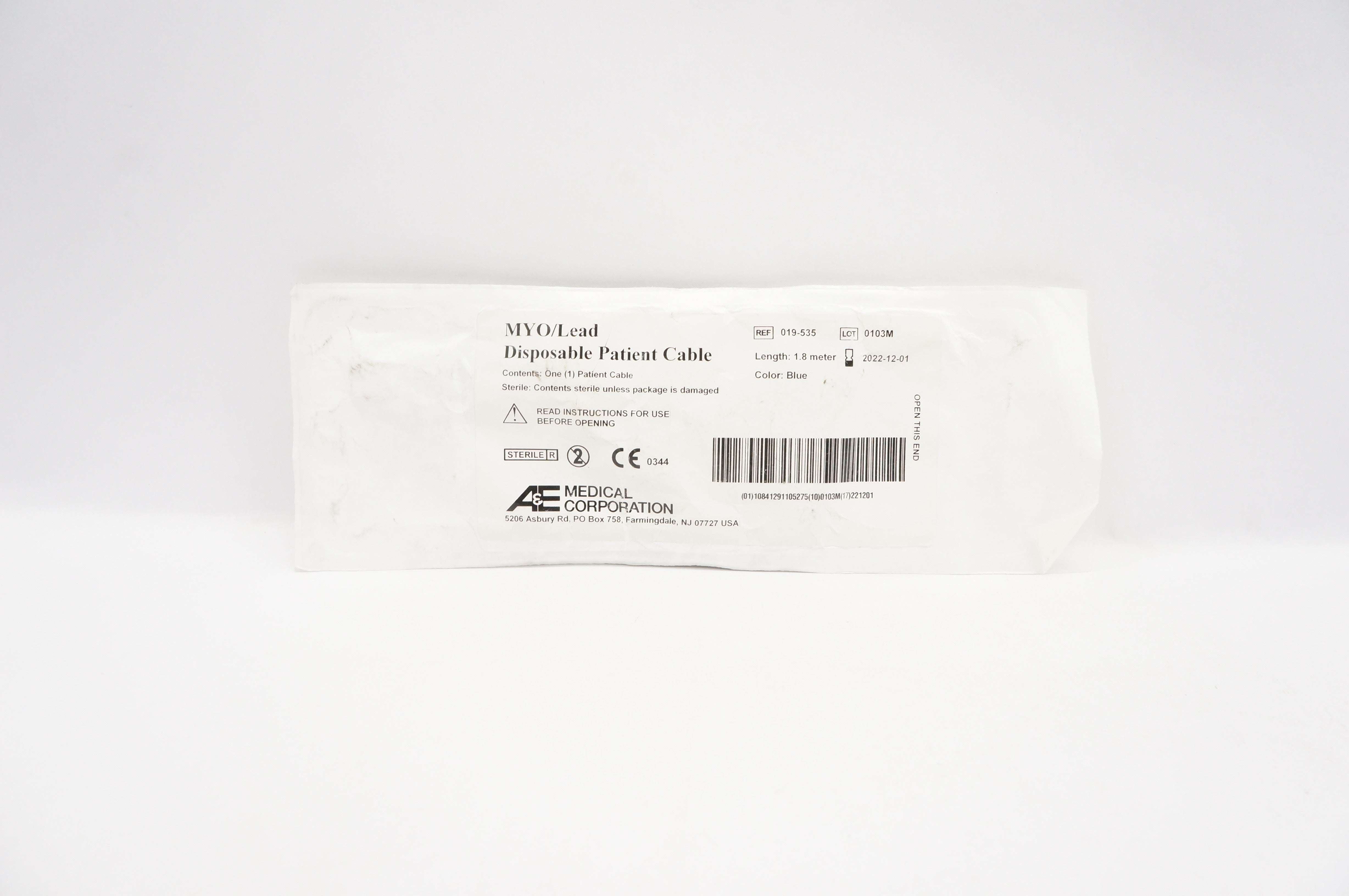 A&E 019-535 MYO/Lead Disposable Patient Cable 1.8 meter, Blue (x)