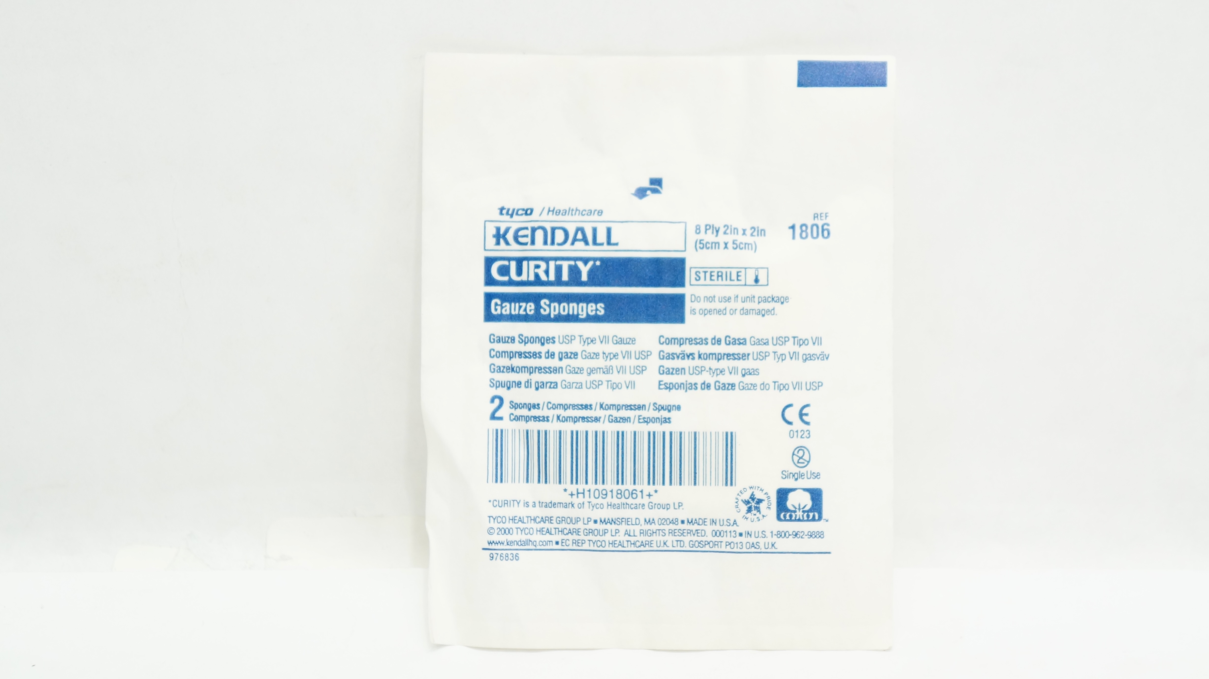 Tyco 1806 Kendall Curity Gauze Sponges 8 Ply 2inch x 2inch(x) - Pack of 2