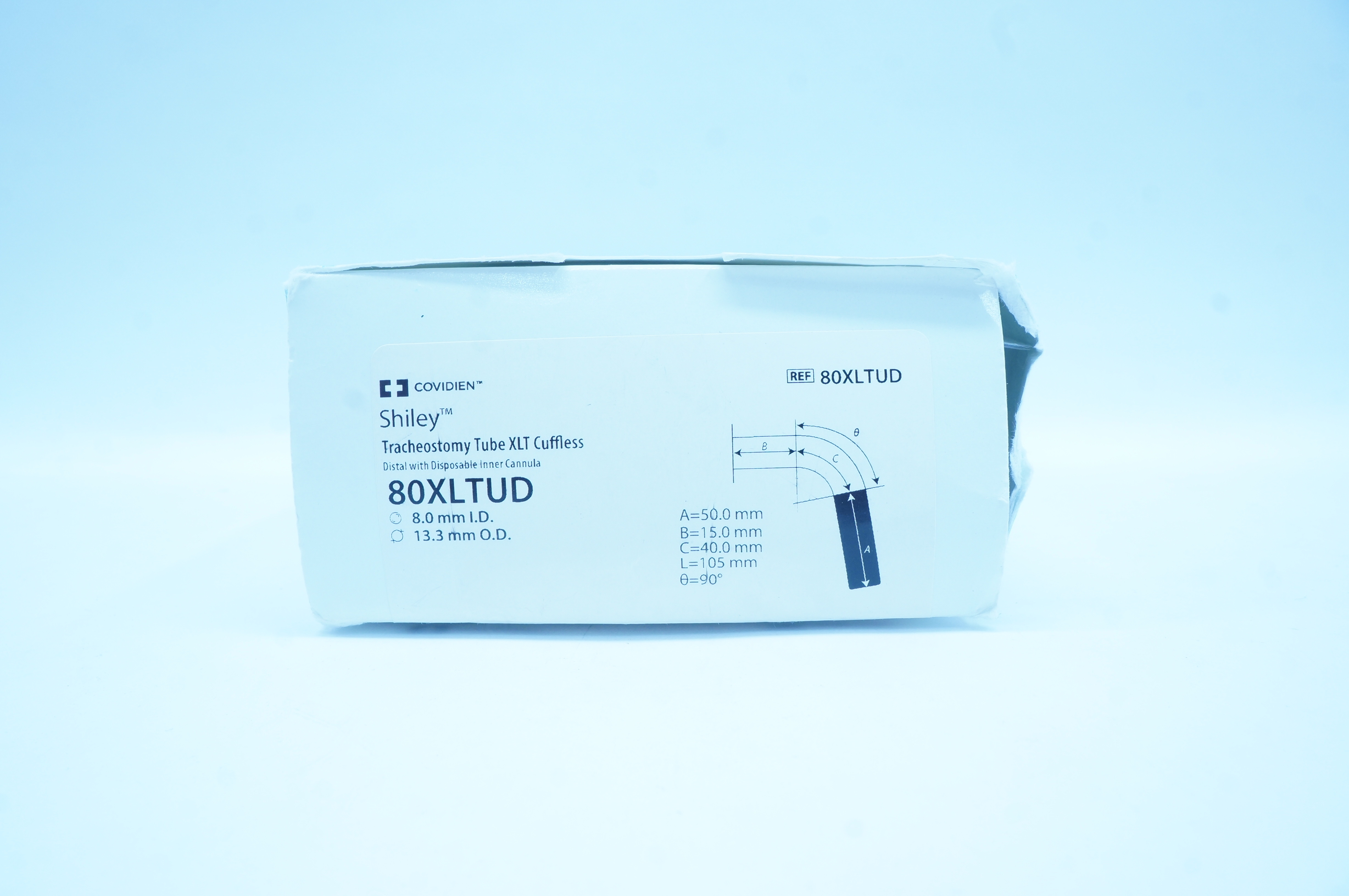 Covidien 80XLTUD Shiley Tracheostomy Tube XLT Cuffless 8.0mm ID 13.3mm OD (x)