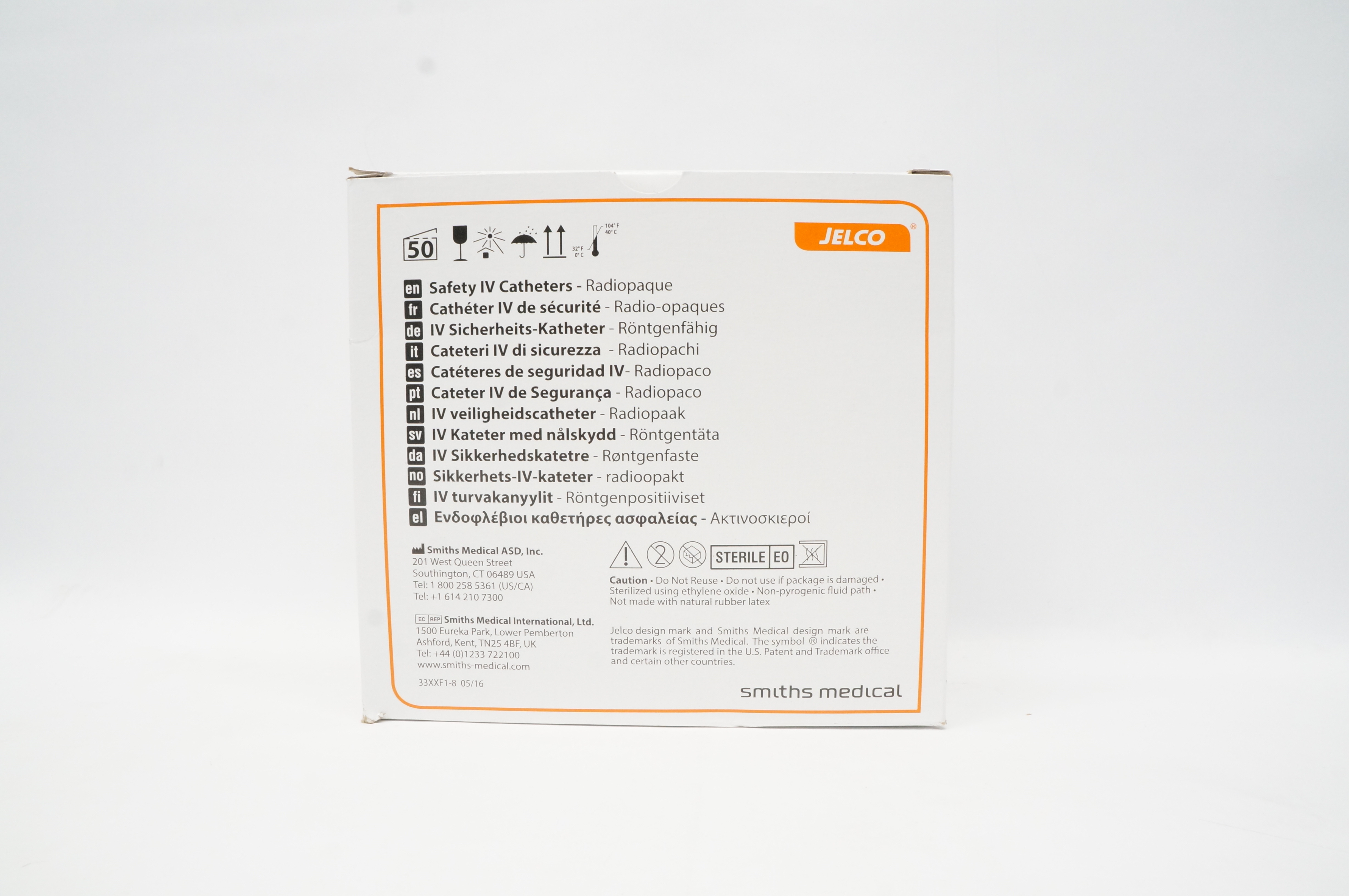 Smiths Medical 3060 Jelco ProtectIV Plus Safety Cath. 22G x 1inch, 38ml/min - Box of 50