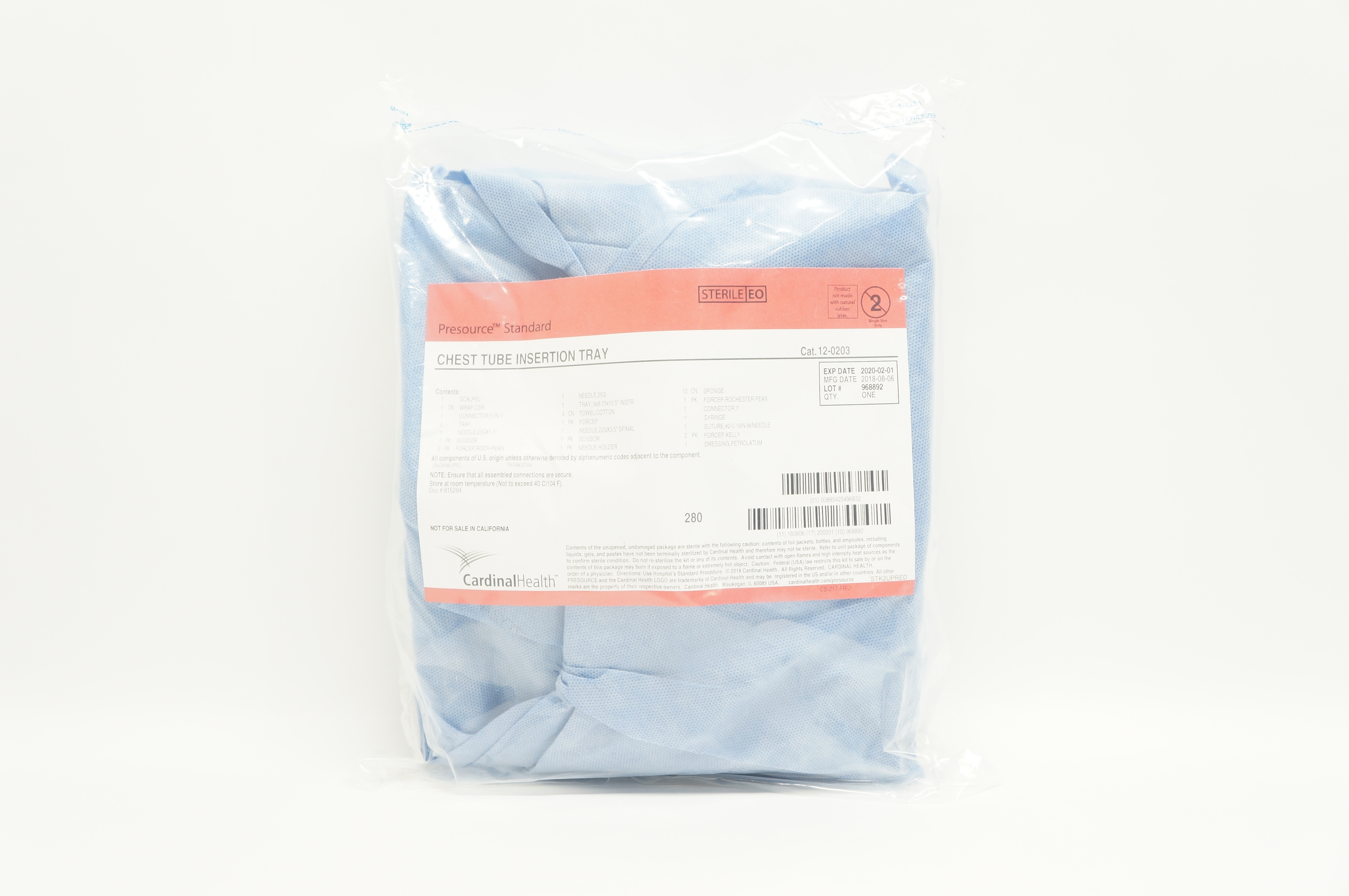 Cardinal Health 12-0203 Presource Standard Chest Tube Insertion Tray (x)