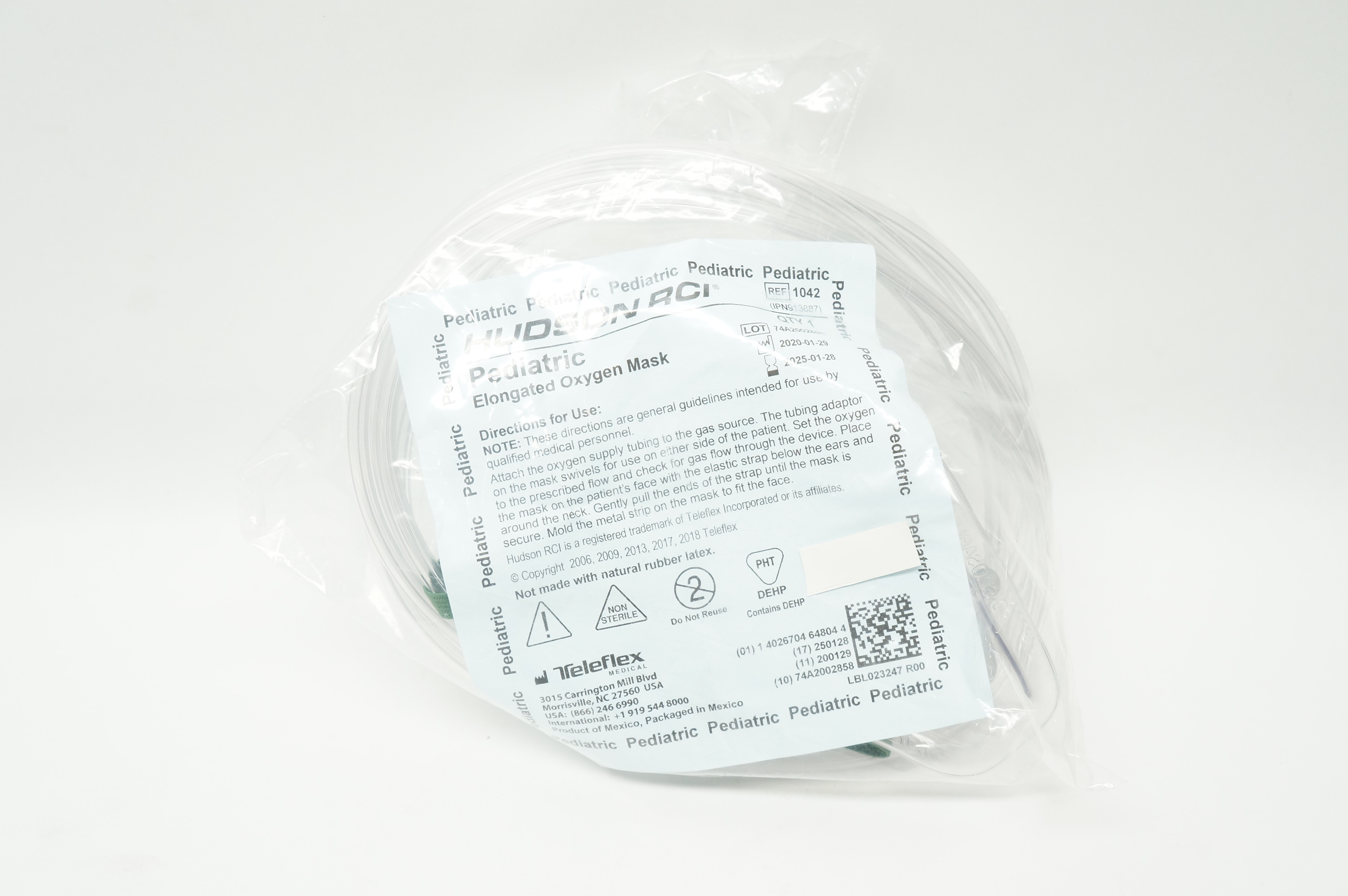 Teleflex 1042 Hudson RCI Pediatric Elongated Oxygen Mask