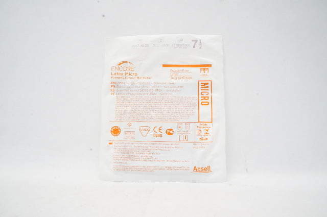 Ansell 5787004 Encore Latex Micro Powder-Free Surgical Gloves 7 1/2 (x)