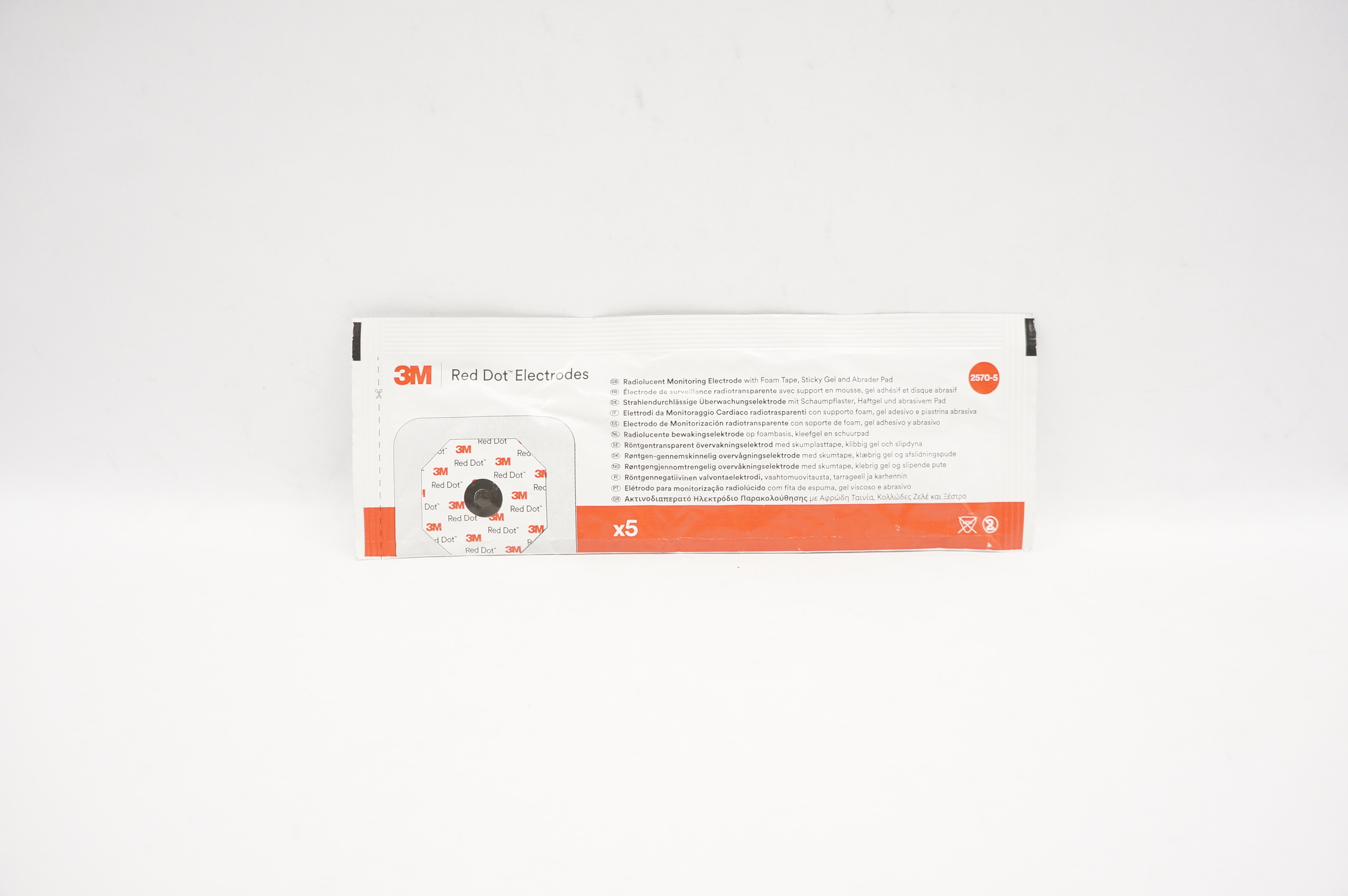 3M 2570-5 Red Dot Radiolucent Monitoring Electrode (x) - Pack of 5