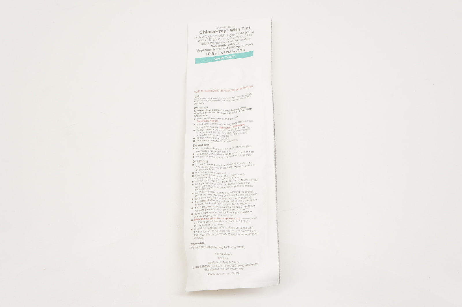 CareFusion 260725 Scrub Teal ChloraPrep with Tint 10.5ml Apllicator (x)