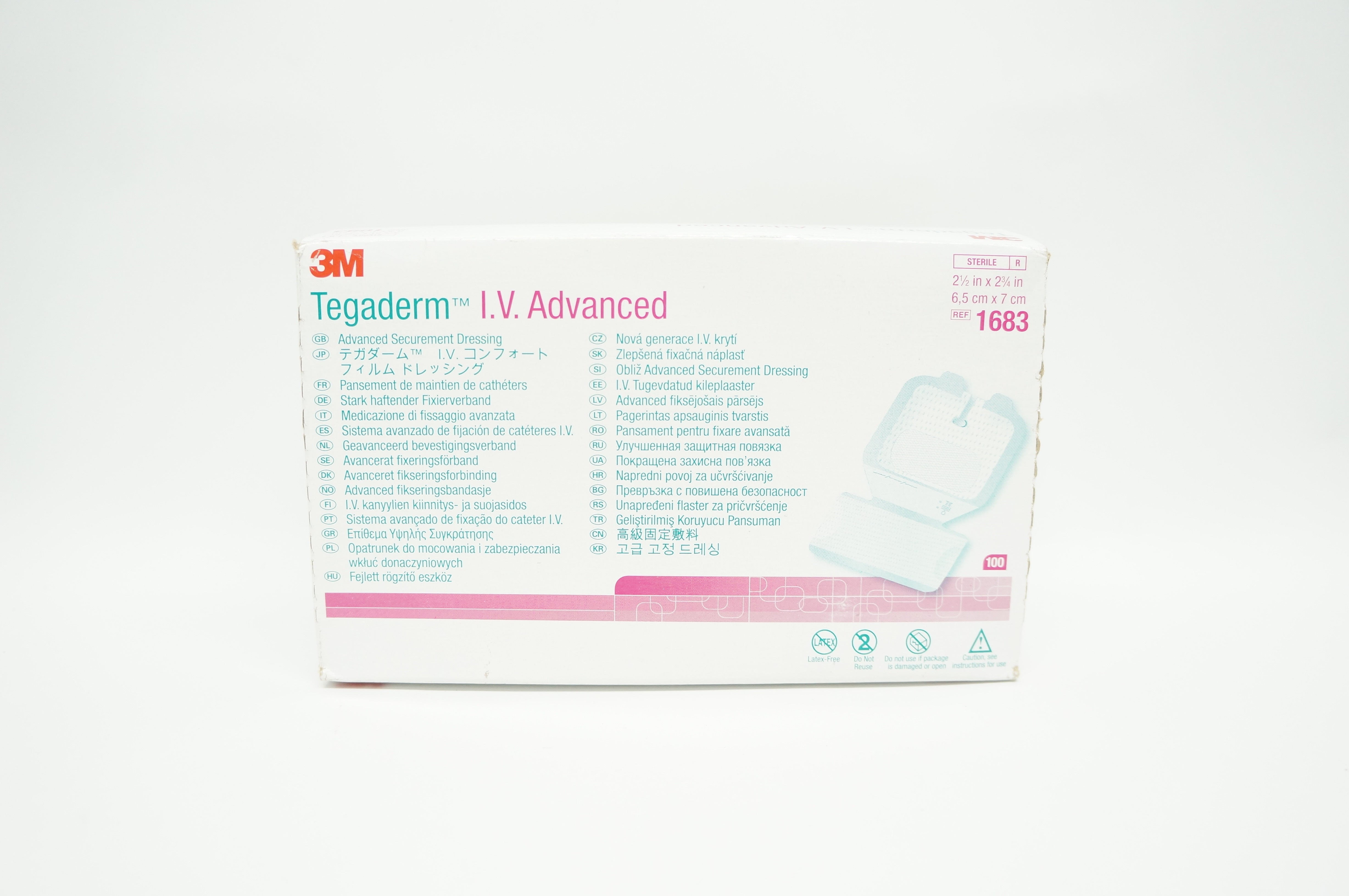 3M 1683 Tegaderm IV Advanced Securement Dressing 2-1/2x 2-3/4in(x) - Box of 100