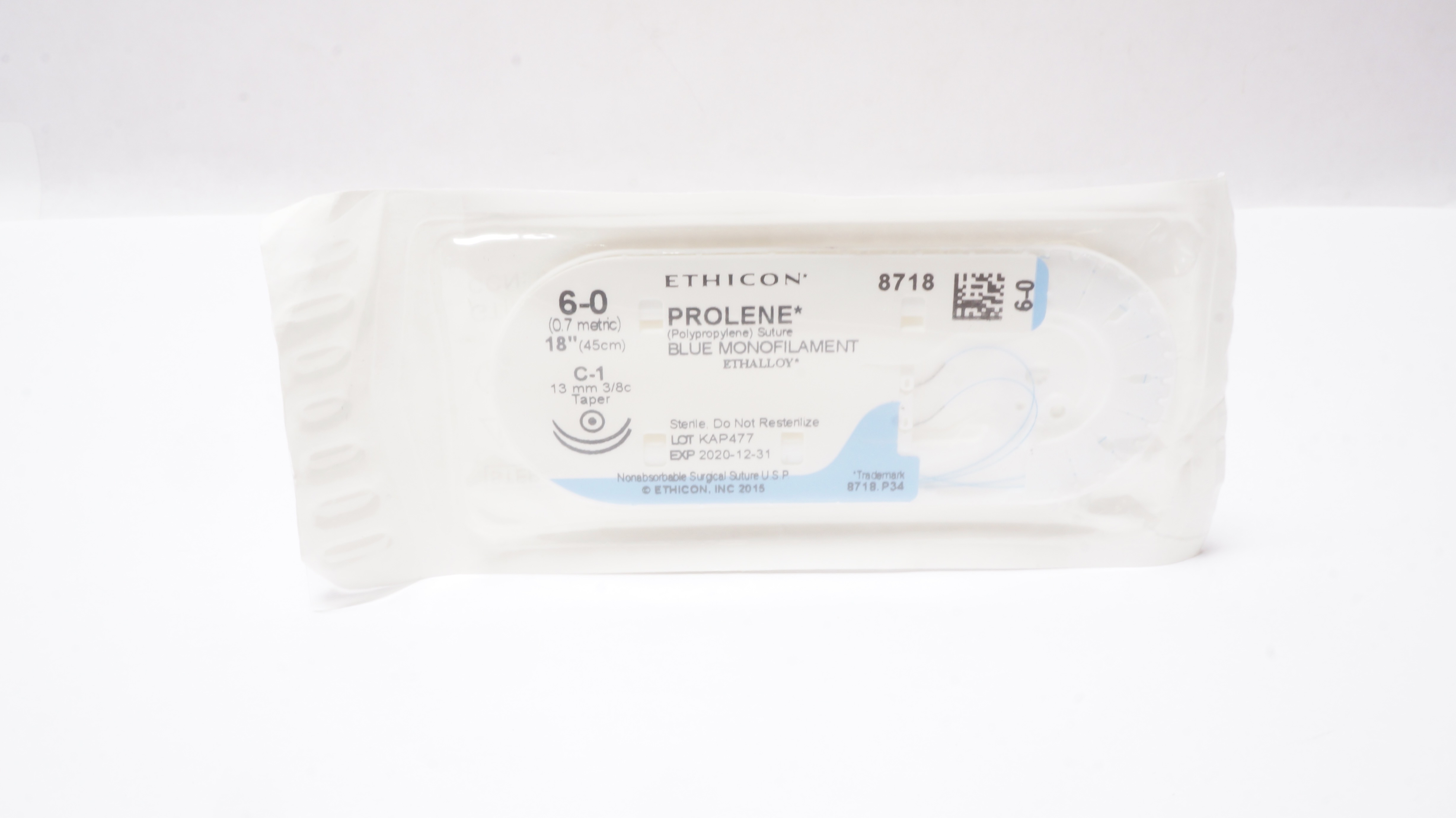 Ethicon 8718 6-0 PROLENE, C-1, 13mm 3/8c Taperpoint, 18inch (x)