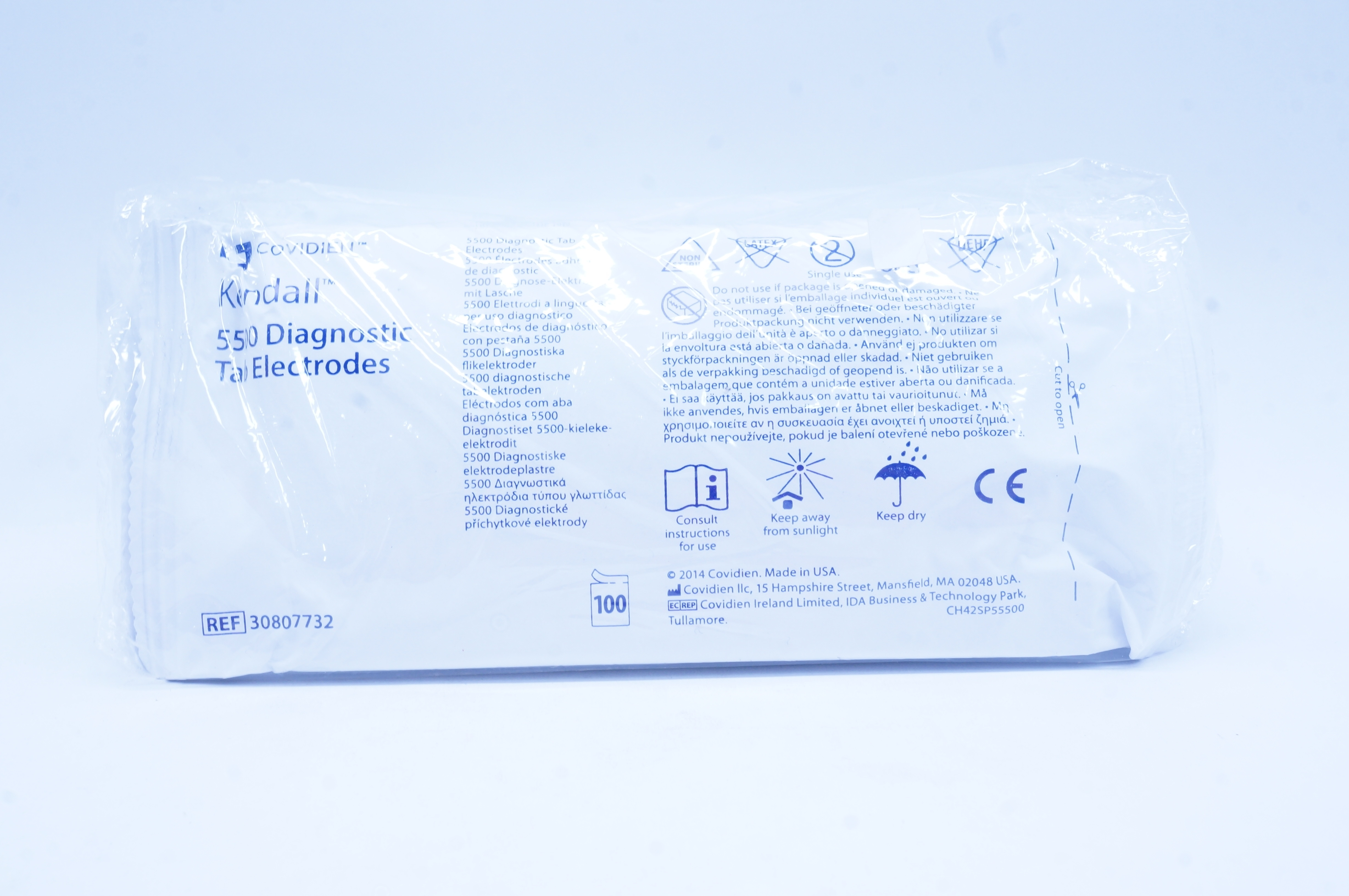 Covidien 30807732 Kendall 5500 Diagnostic Tab Electrodes - Box of 100