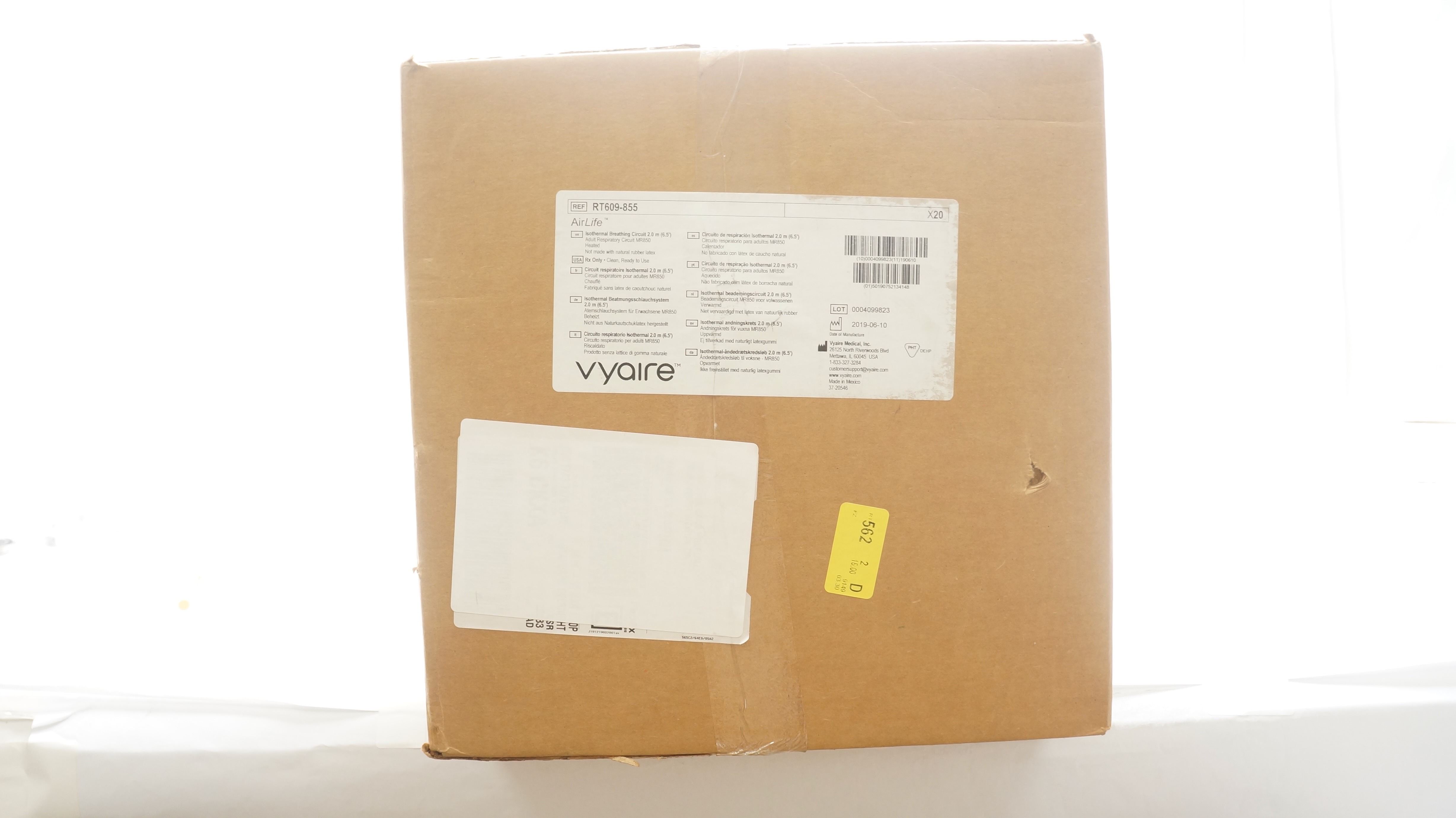 Vyaire RT609-855 AirLife Isothermal Breathing Circuit 2.0 m - Case of 20