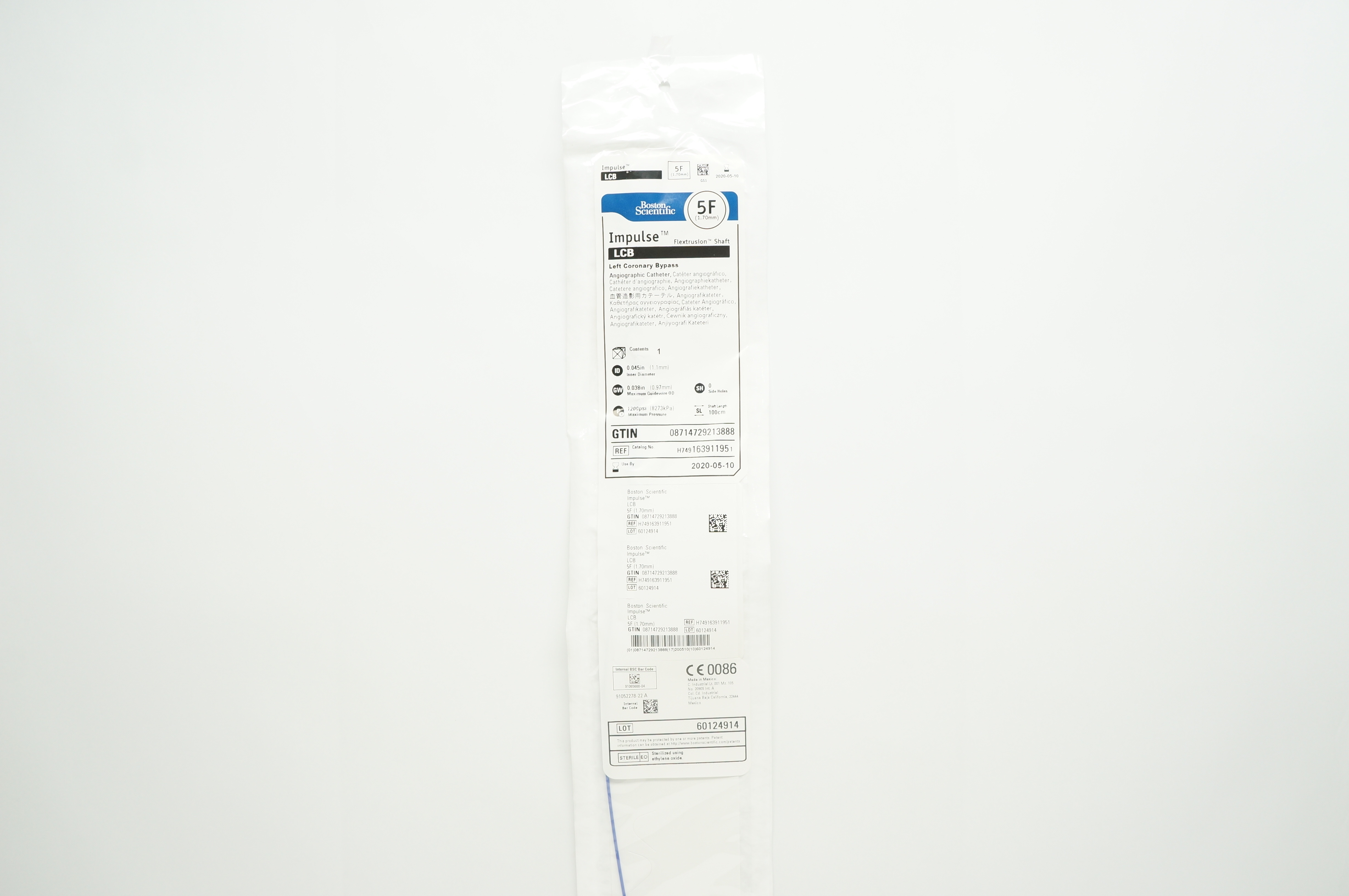 Boston Scientific 16391195 Impulse LCB Angiographic Cath. 5F x 100cm (x)