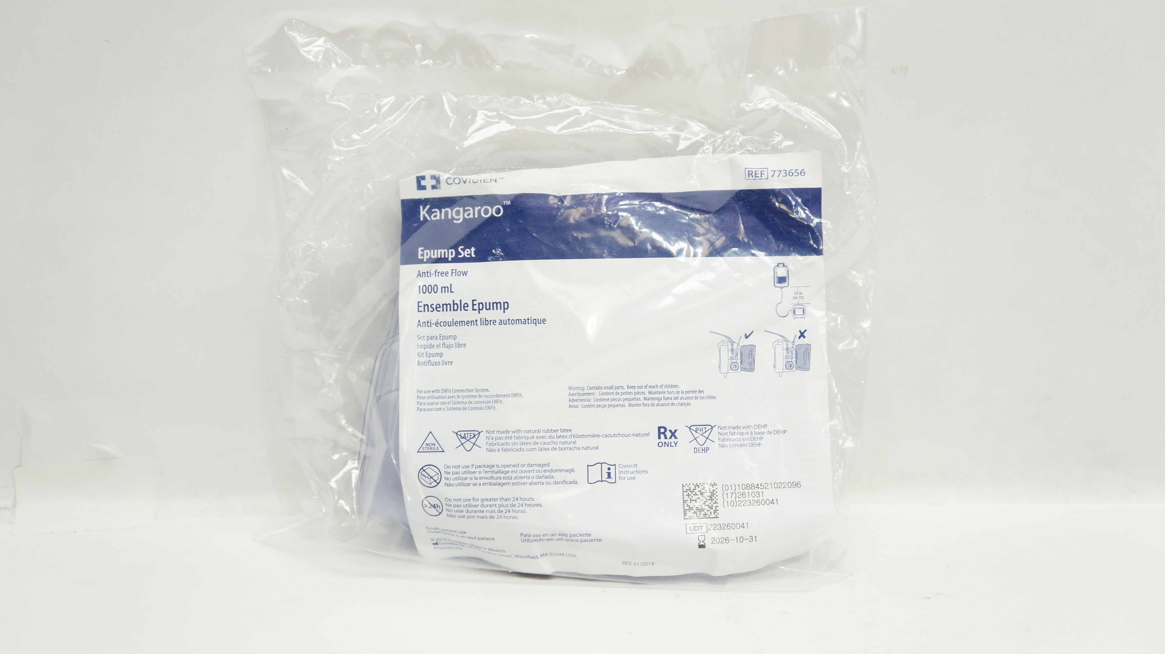 Covidien 773656 Kangaroo Epump Set Anti-Free Flow 1000mL