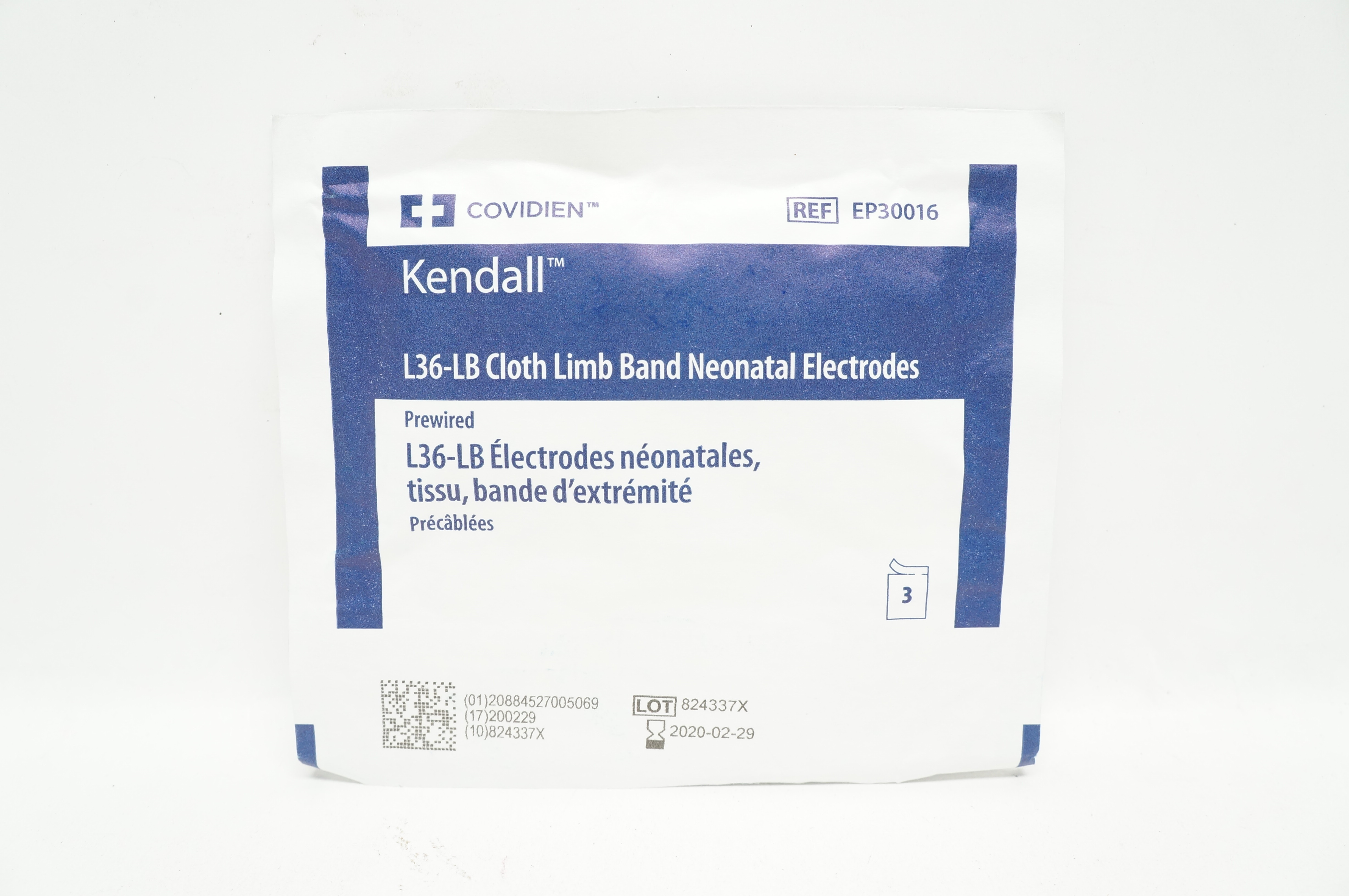 Covidien EP30016 Kendall Cloth Limb Band Neonatal Electrodes (x) - Pack of 3