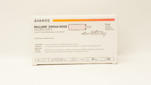 Avanos 116 Ballard Single Dose, Saline Vials, 09% Sodium Chloride USP -Box of 24