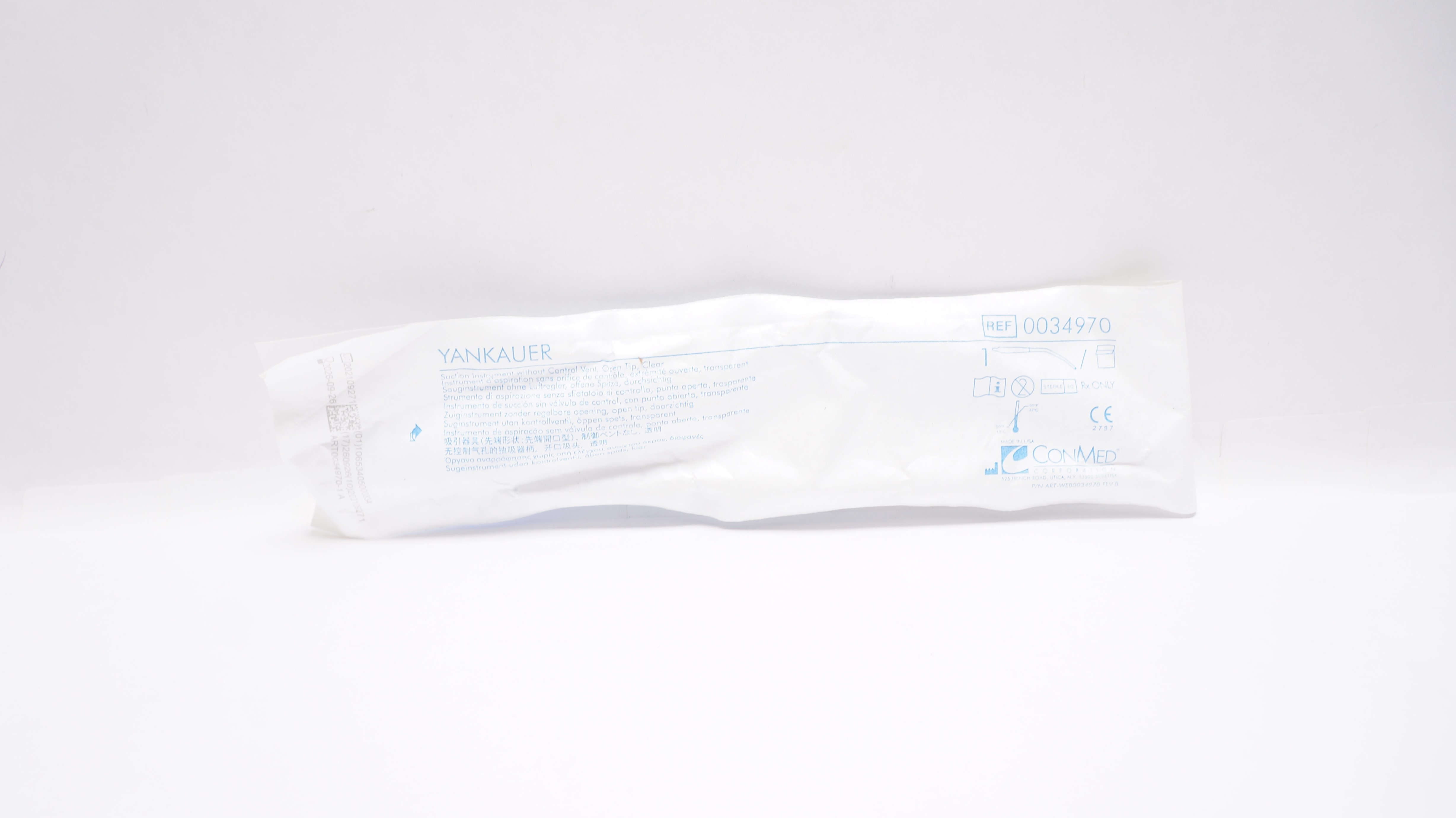 ConMed 0034970 YANKAUER Suction Instrument without Control Vent Open Tip, Clear