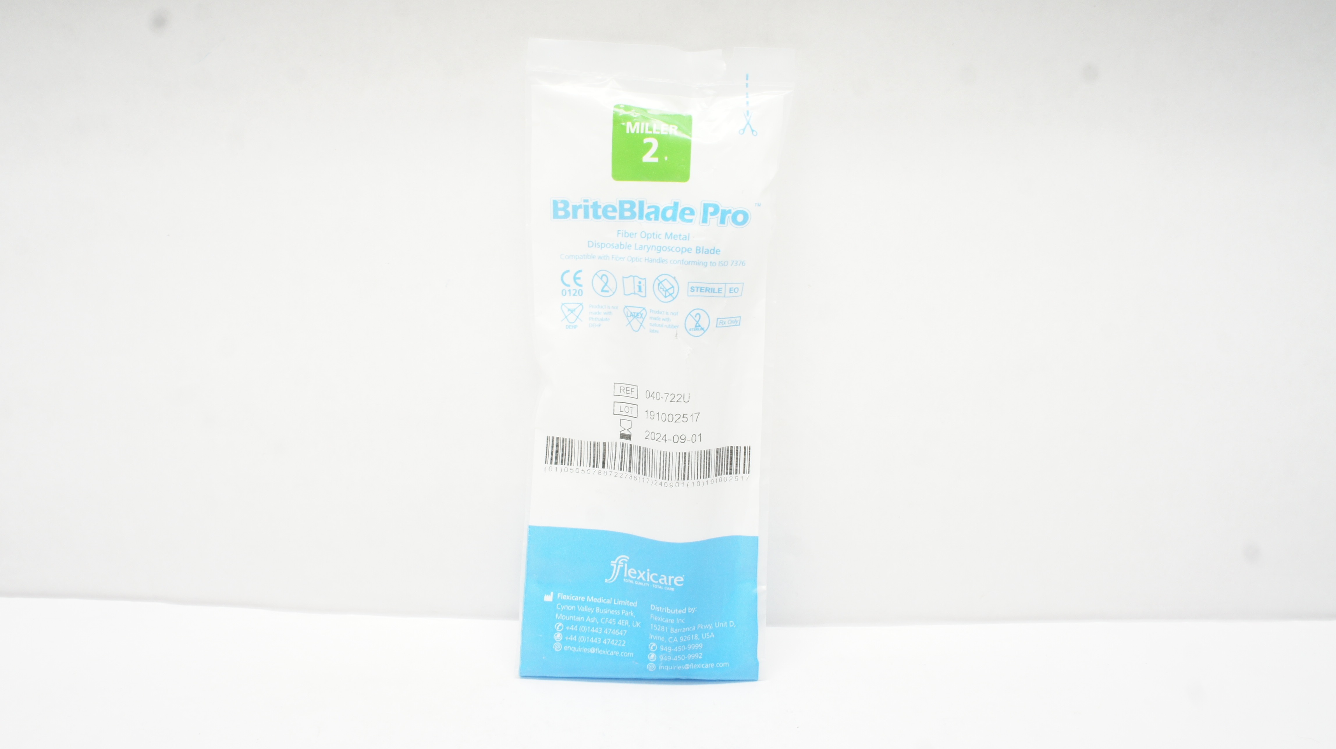 Flexicare 040-722U BriteBlade Pro Fiber Optic Metal, Miller 2