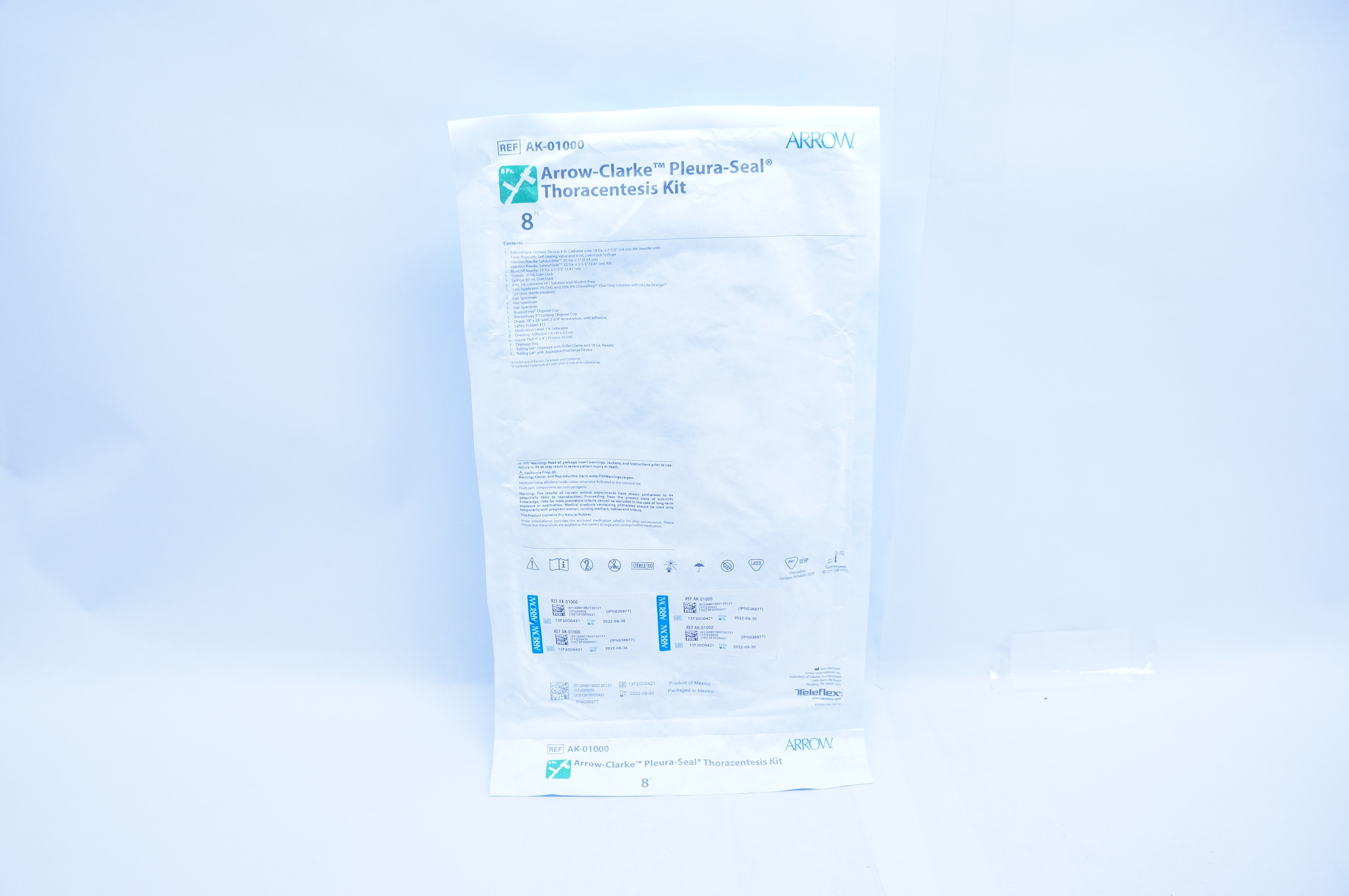 Arrow AK-01000 Pleura-Seal Thoracentesis Kit 8Fr