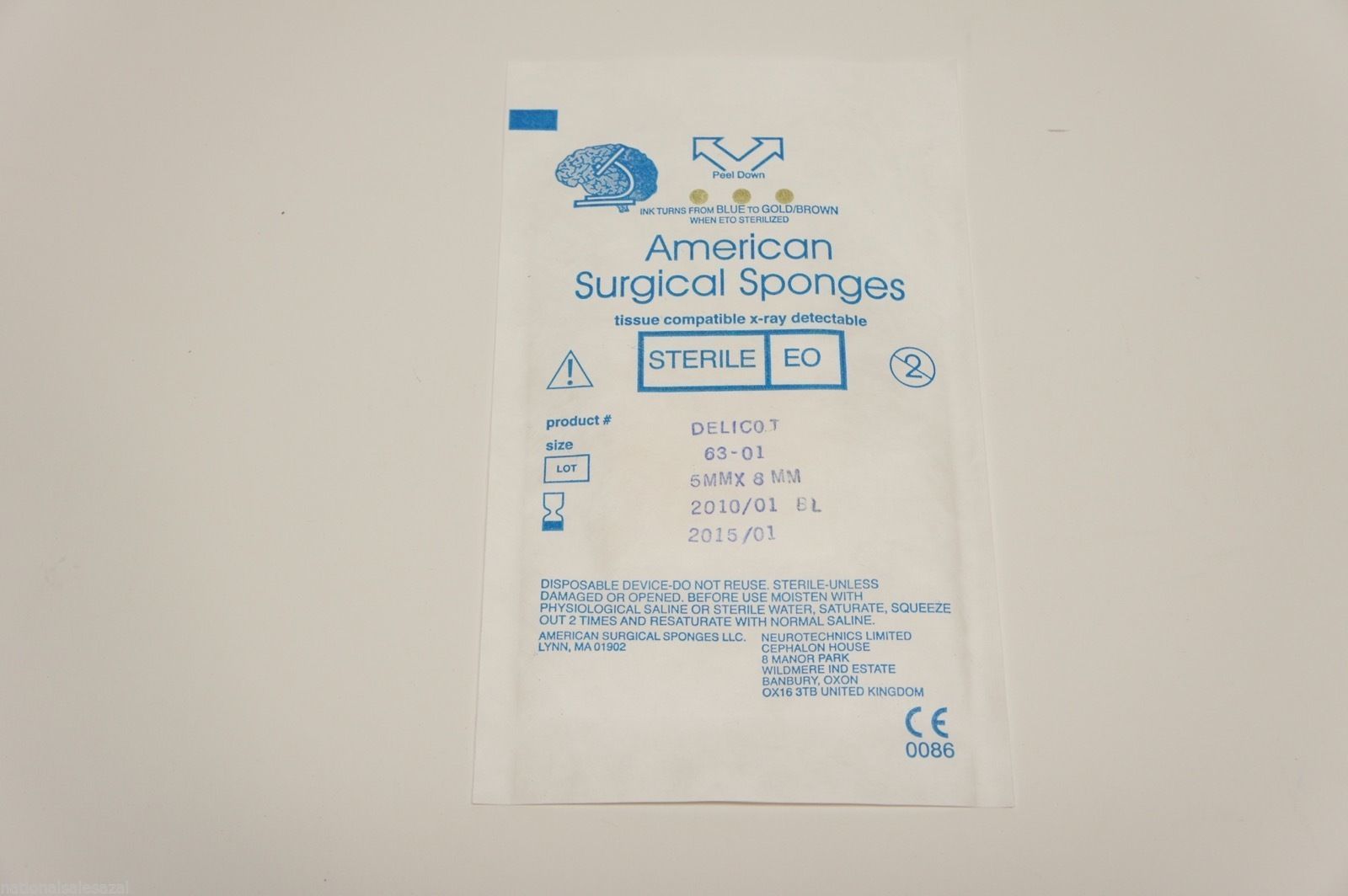 63-01 ~ American Surgical Sponges Tissue Comp X-Ray 5mm x 8mm (x) ~ Lot of 13