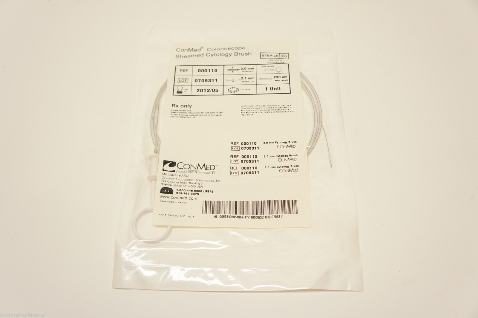 000110 ~ ConMed Colonoscope Sheathed Cytology Brush 3.0mm x 2.1mm x 230cm (x)