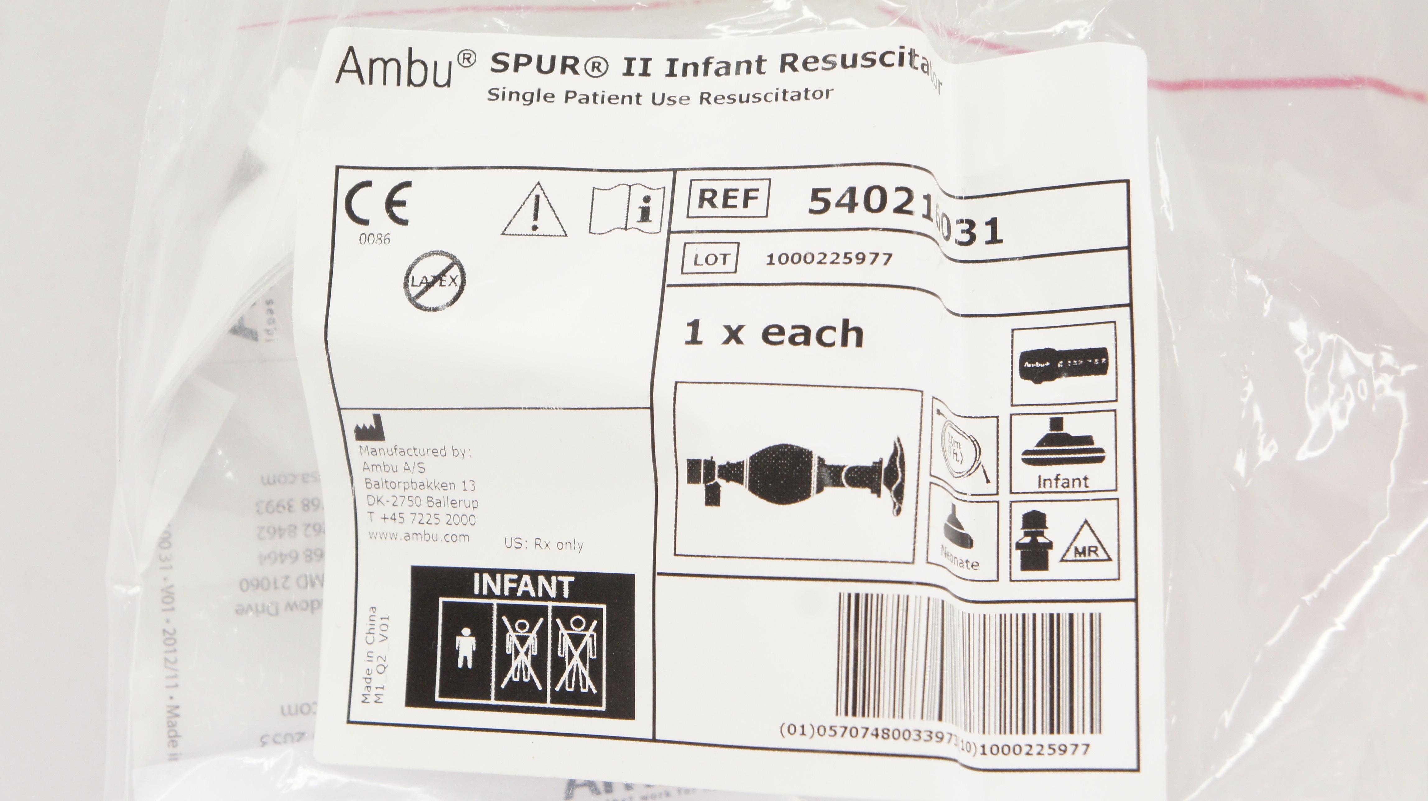 AMBU 540216031 SPUR II Infant Resuscitator 7ft.