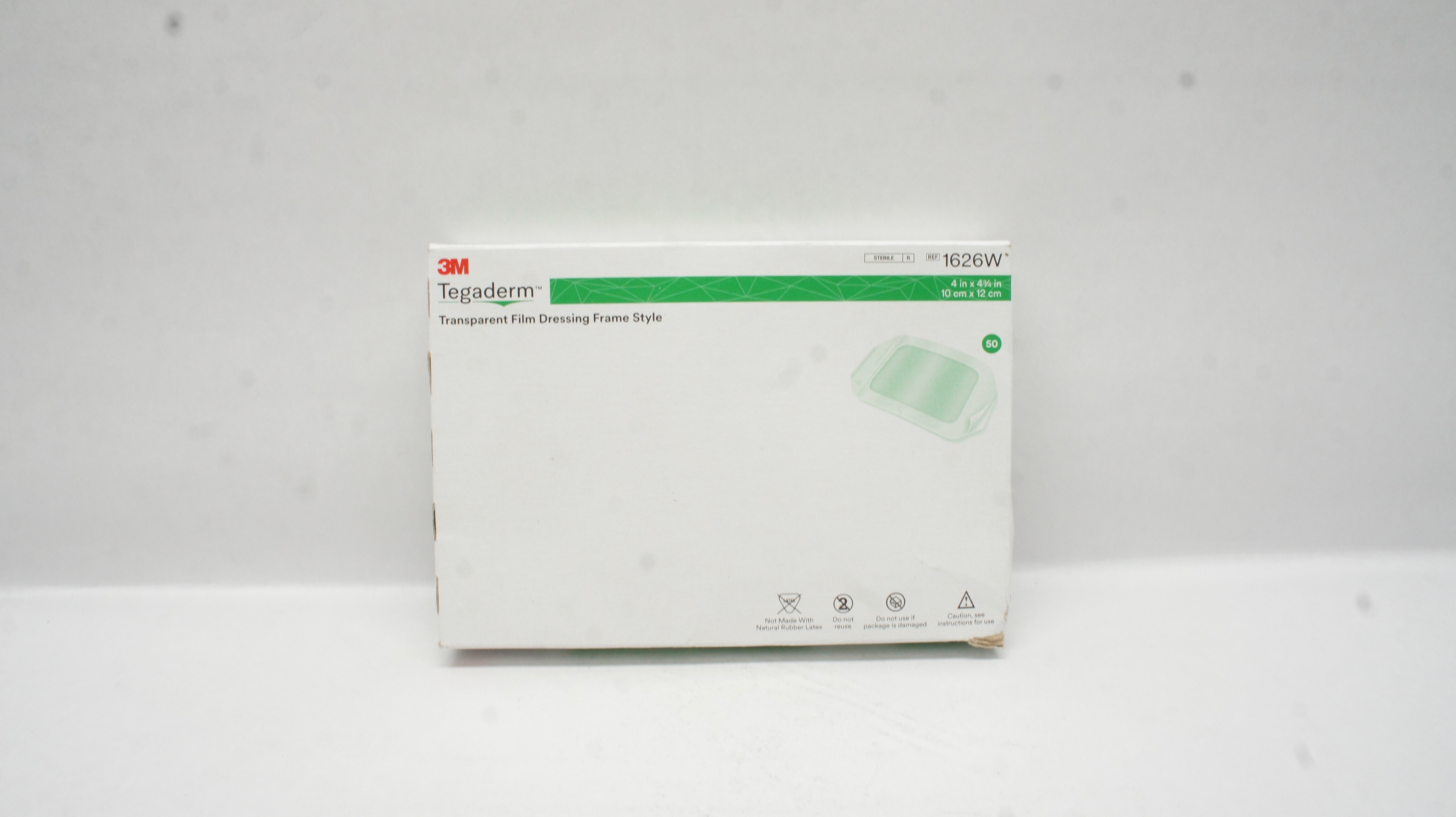 3M 1626W Tegaderm Transparent Film Dressing Frame Style 4 x 4-3/4inch -Box of 18