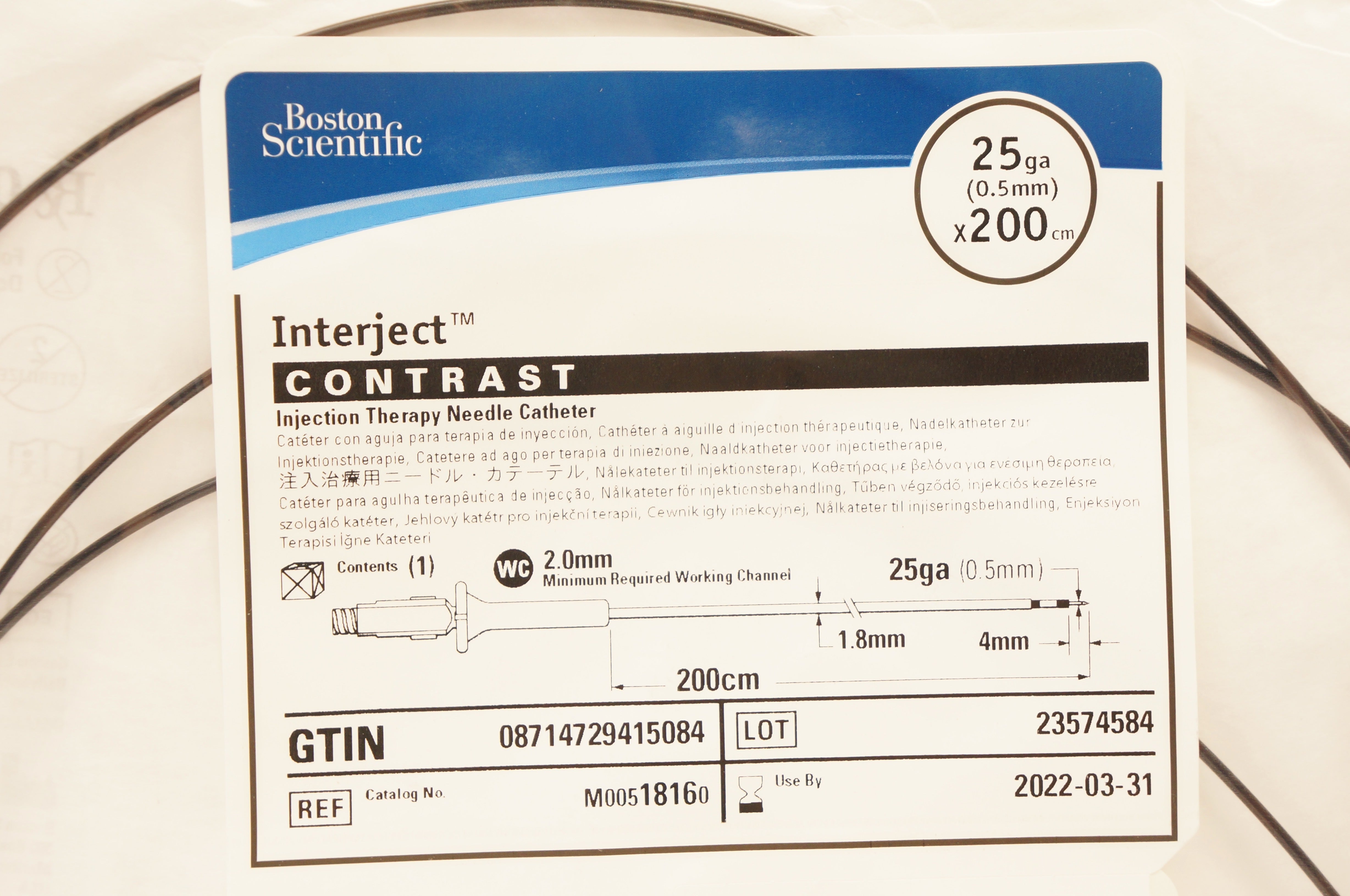 Boston Scientific M00518160 Interject Injection Therapy Ndle Cath. 25gax200cm(x)