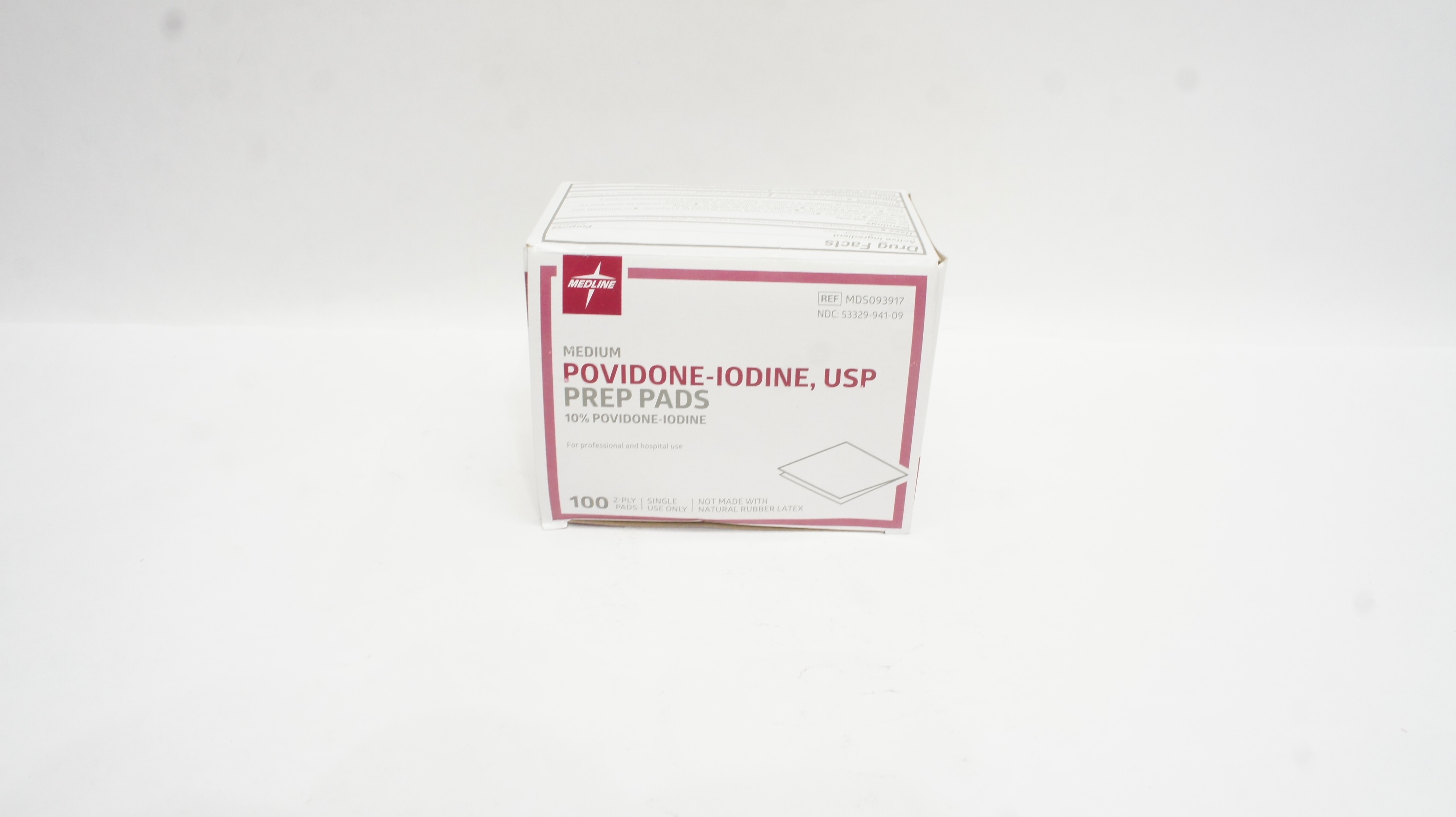 Medline MDS093917 Povidone-Iodine USP Prep Pads Medium 2-Ply (x) - Box of 100