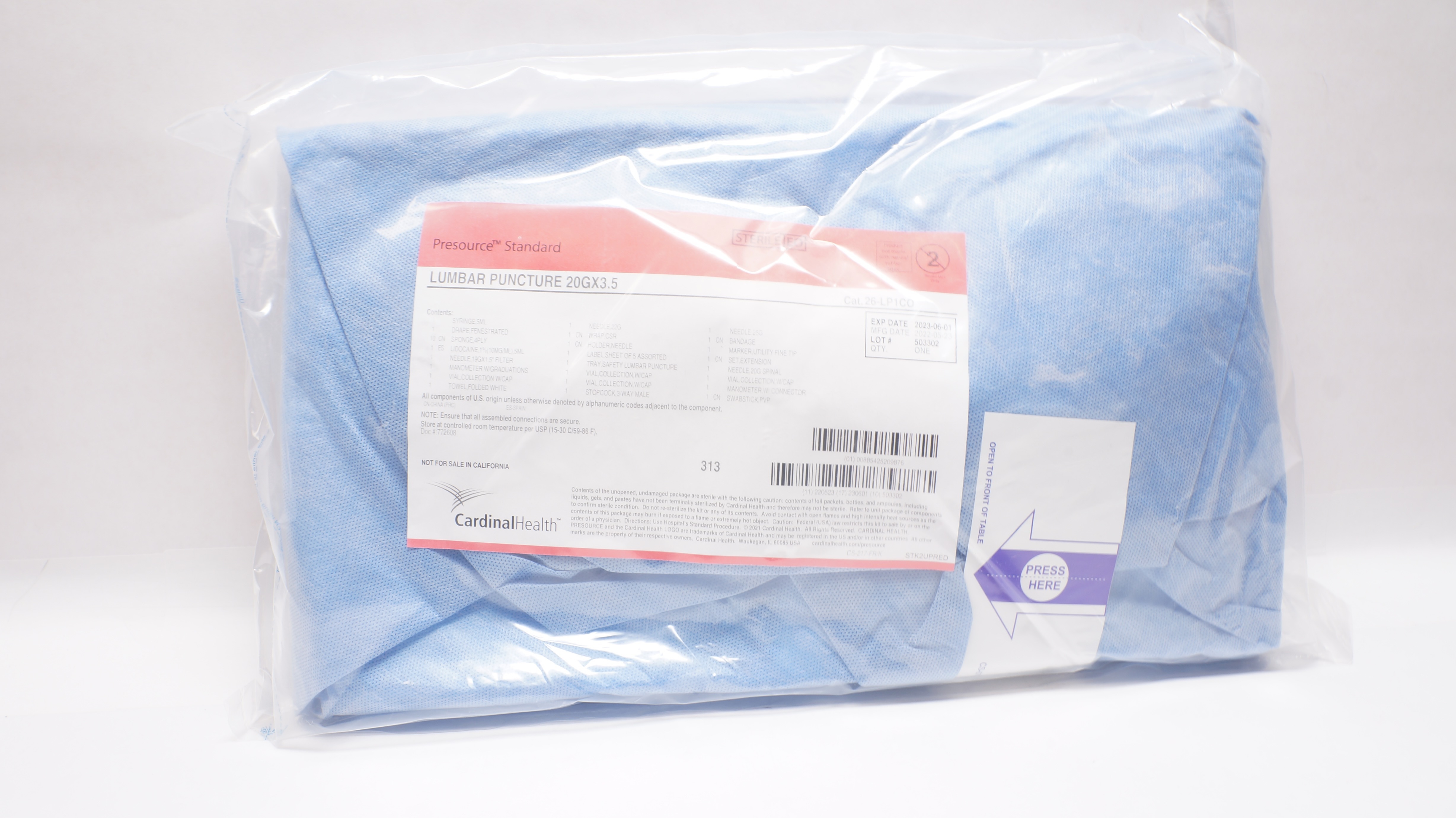 Cardinal Health 26-LP1CO Presource Standard, Lumbar Puncture 20G x 3.5inch (x)