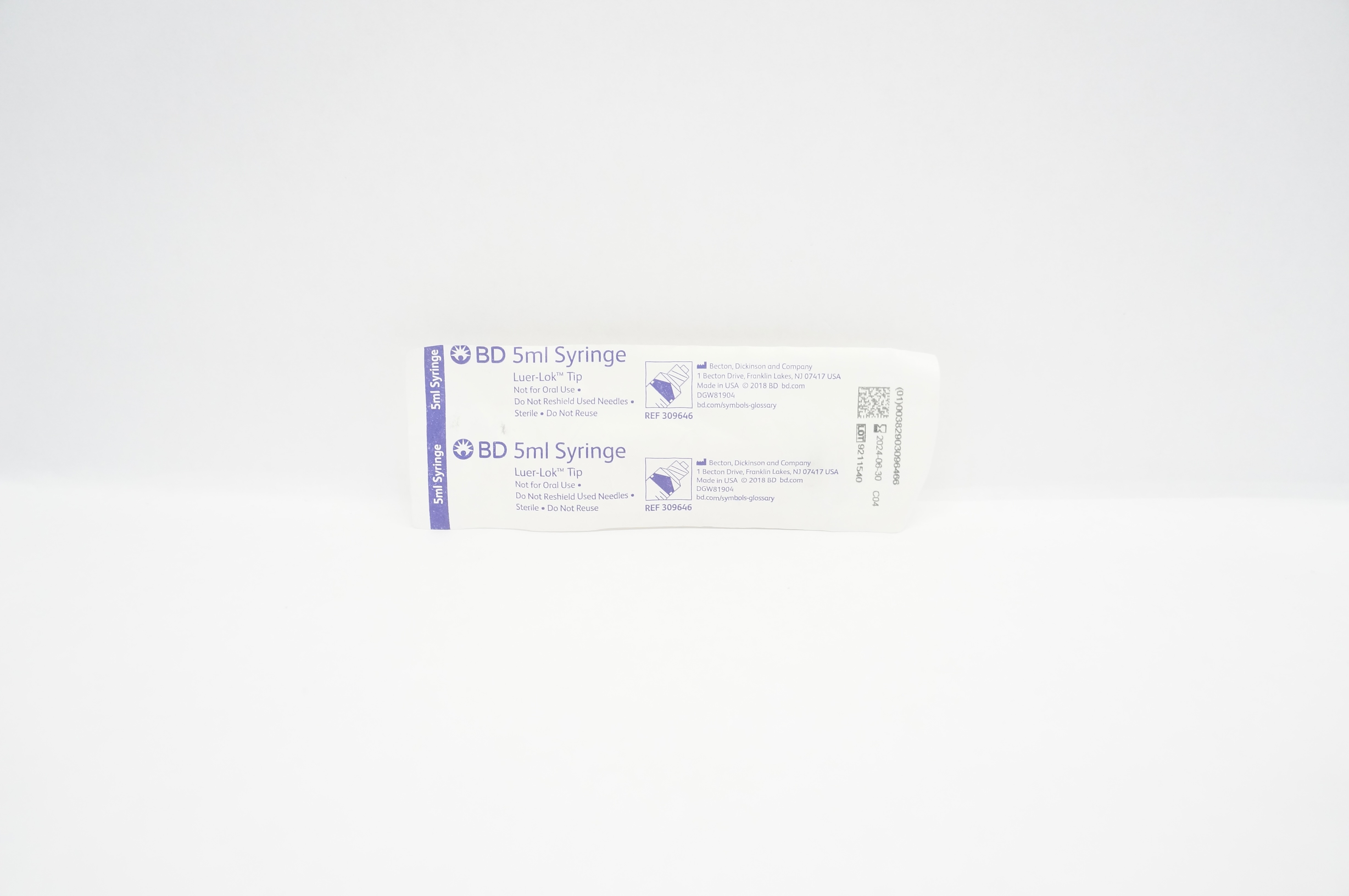 BD 309646 Luer-Lok Tip Syringe 5ml