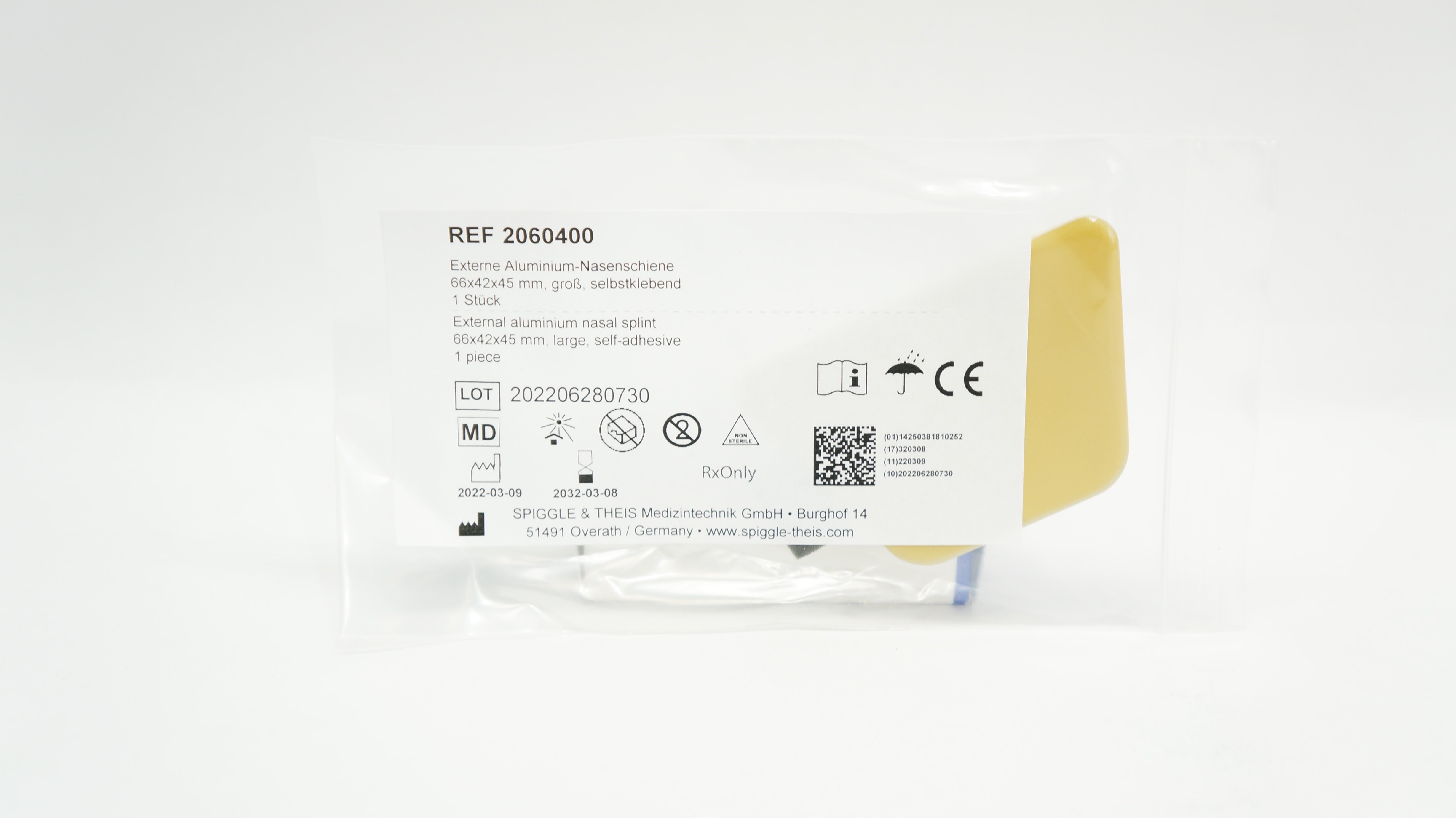 Spiggle&Theis 2060400 External Aluminium Nazal Splint, Large, 66 x 42 x 45mm