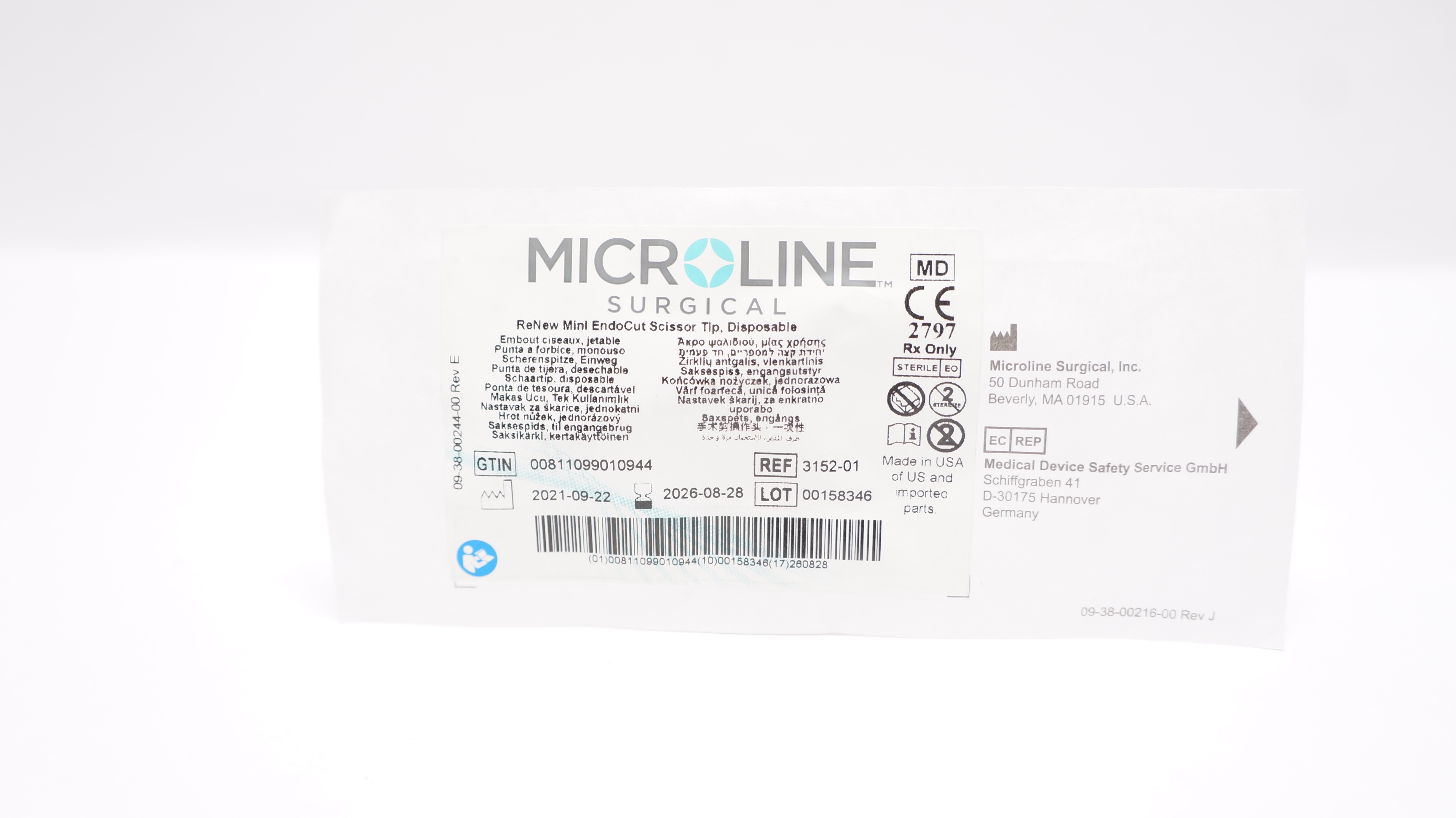 Microline Surgical 3152-01 Renew Disposable Mini EndoCut Scissor Tip