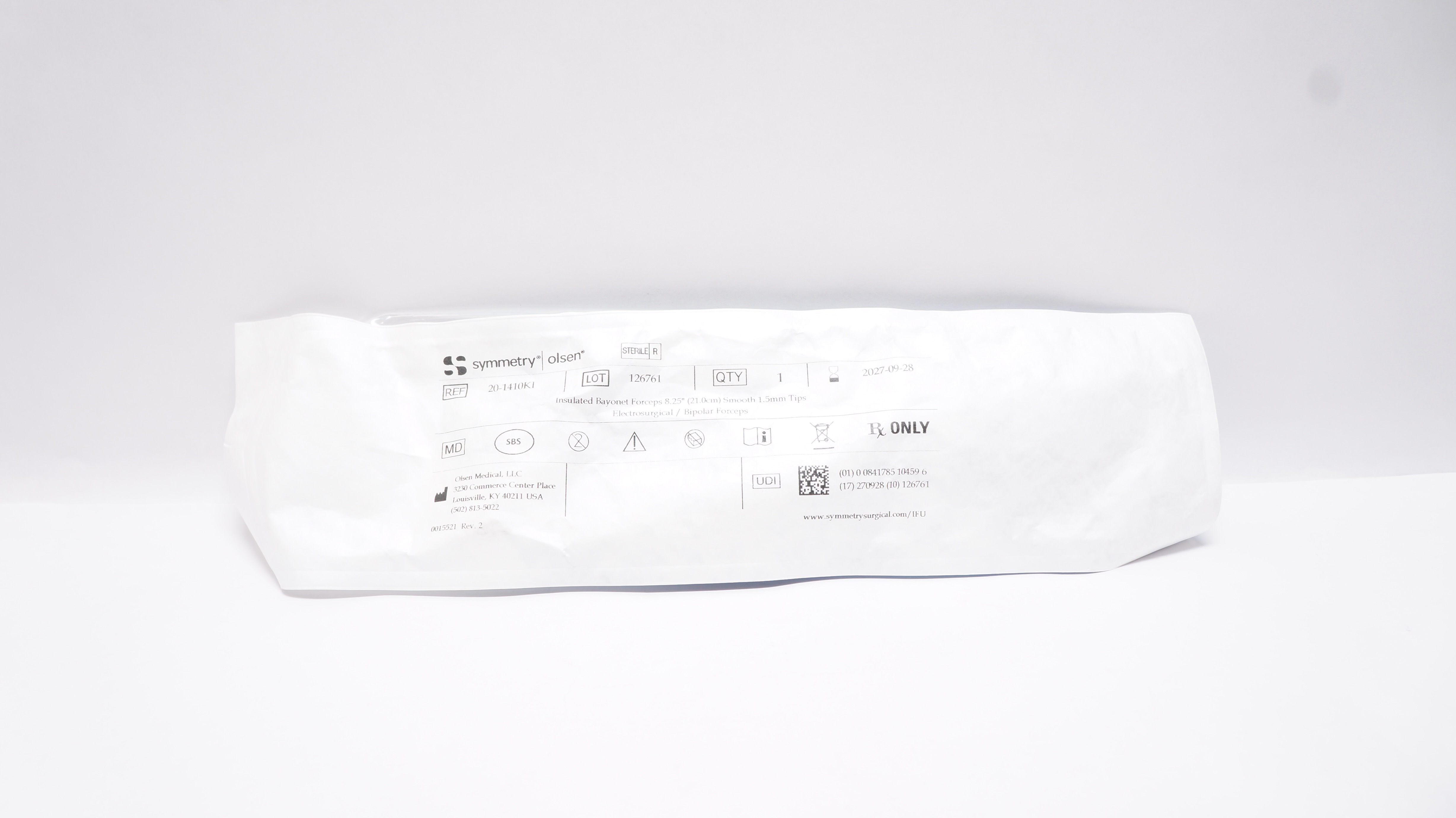 Olsen Medical 20-1410KI Symmetry Insulated Bayonet Forceps 8.25inch w/1.5mm Tips