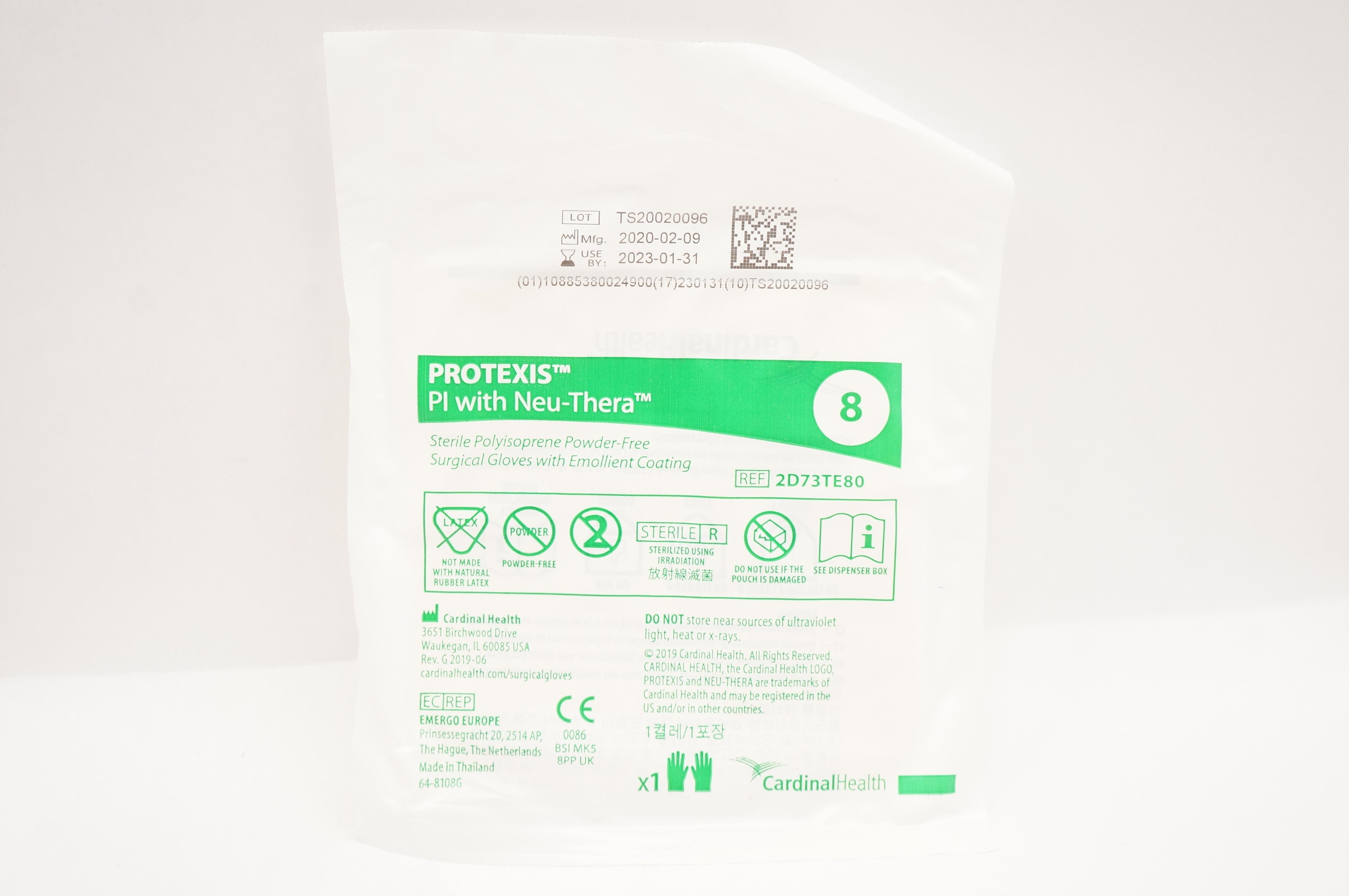 Cardinal Health 2D73TE80 PROTEXIS Pl with Neu-Thera Surgical Gloves, Size 8