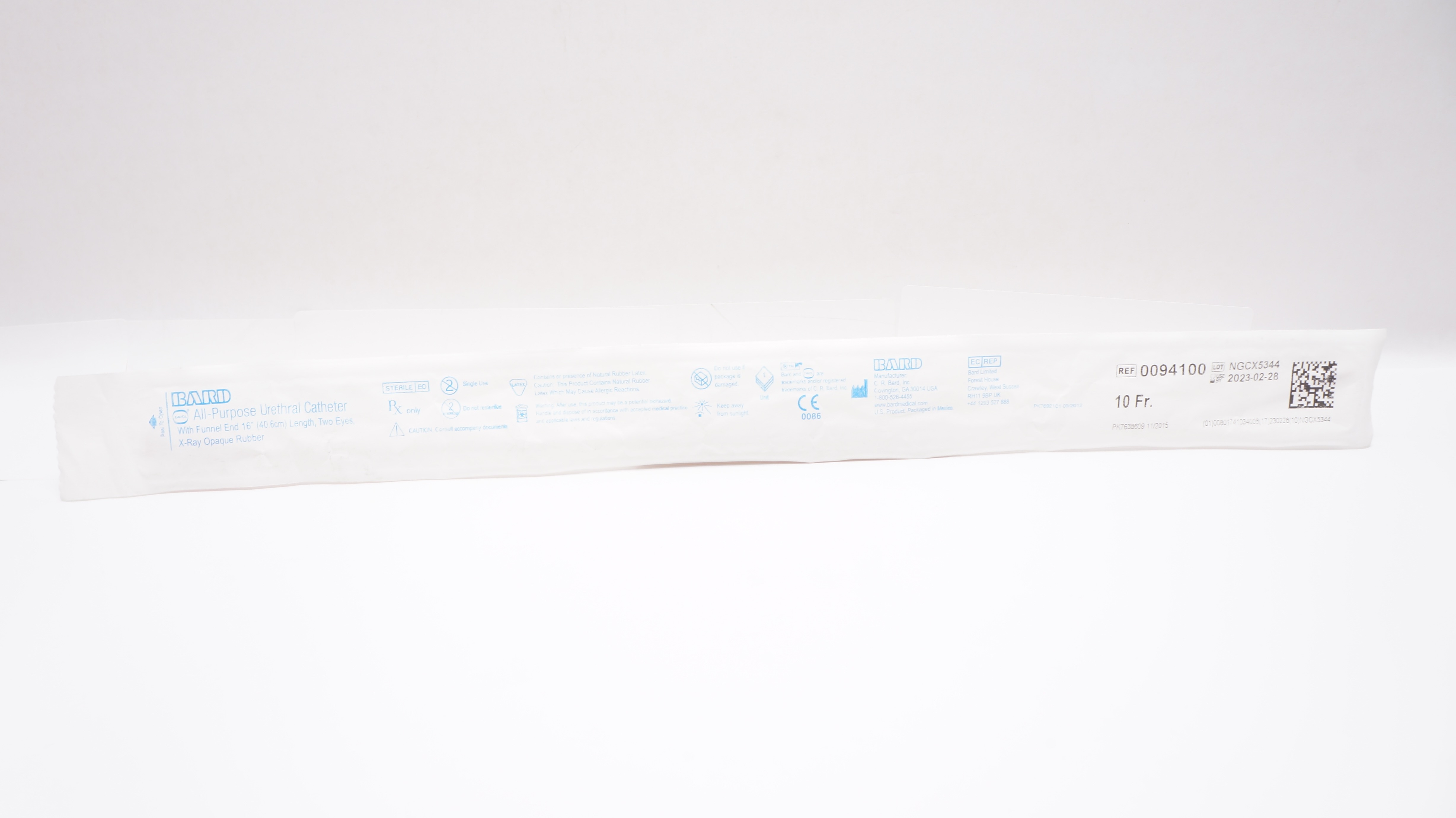 Bard 0094100 Davol All-Purpose Urethral Cath. 10Fr w/Funnel End 16inch (x)