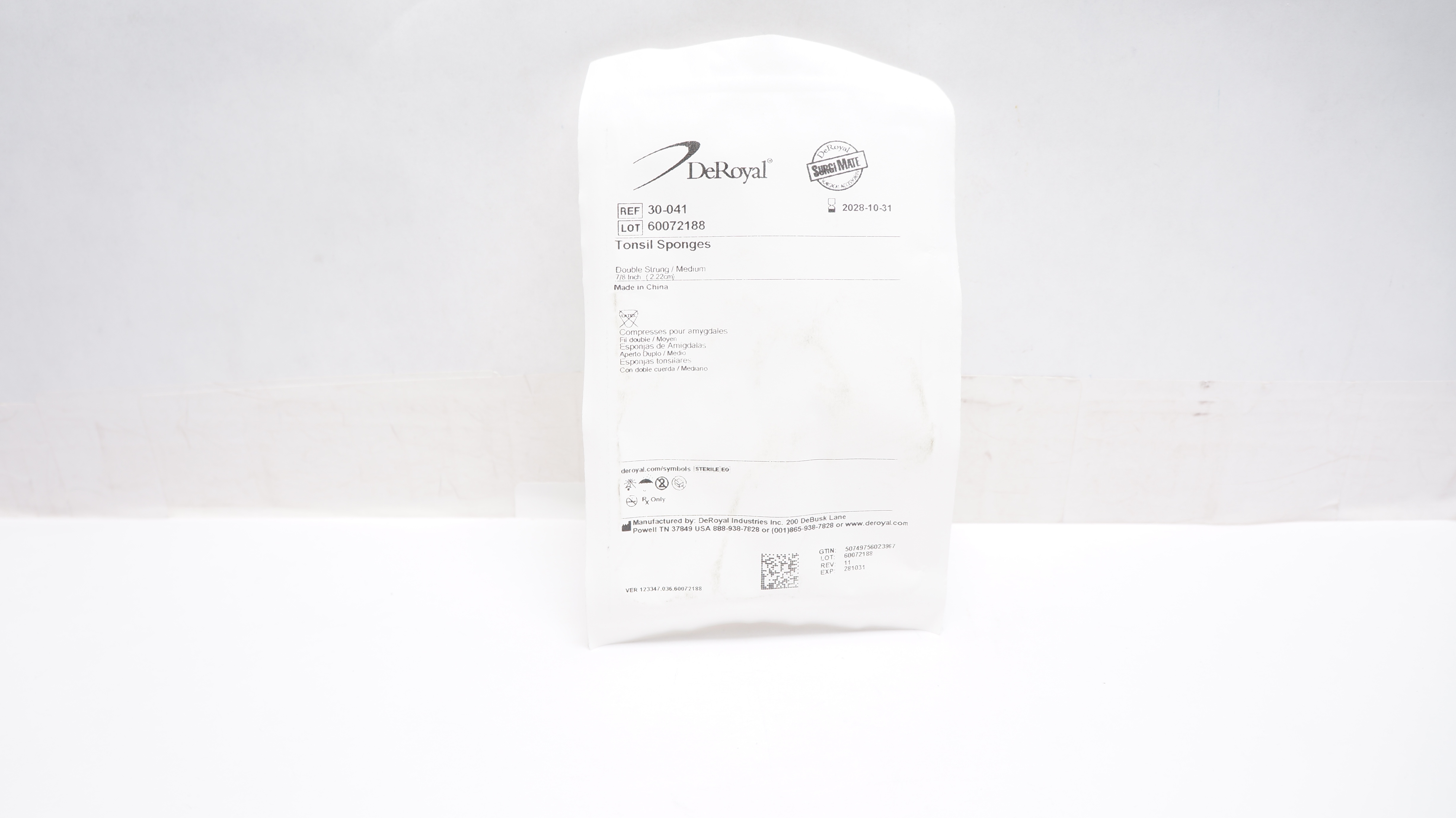 DeRoyal 30-041 Tonsil Sponges - Pack of 5