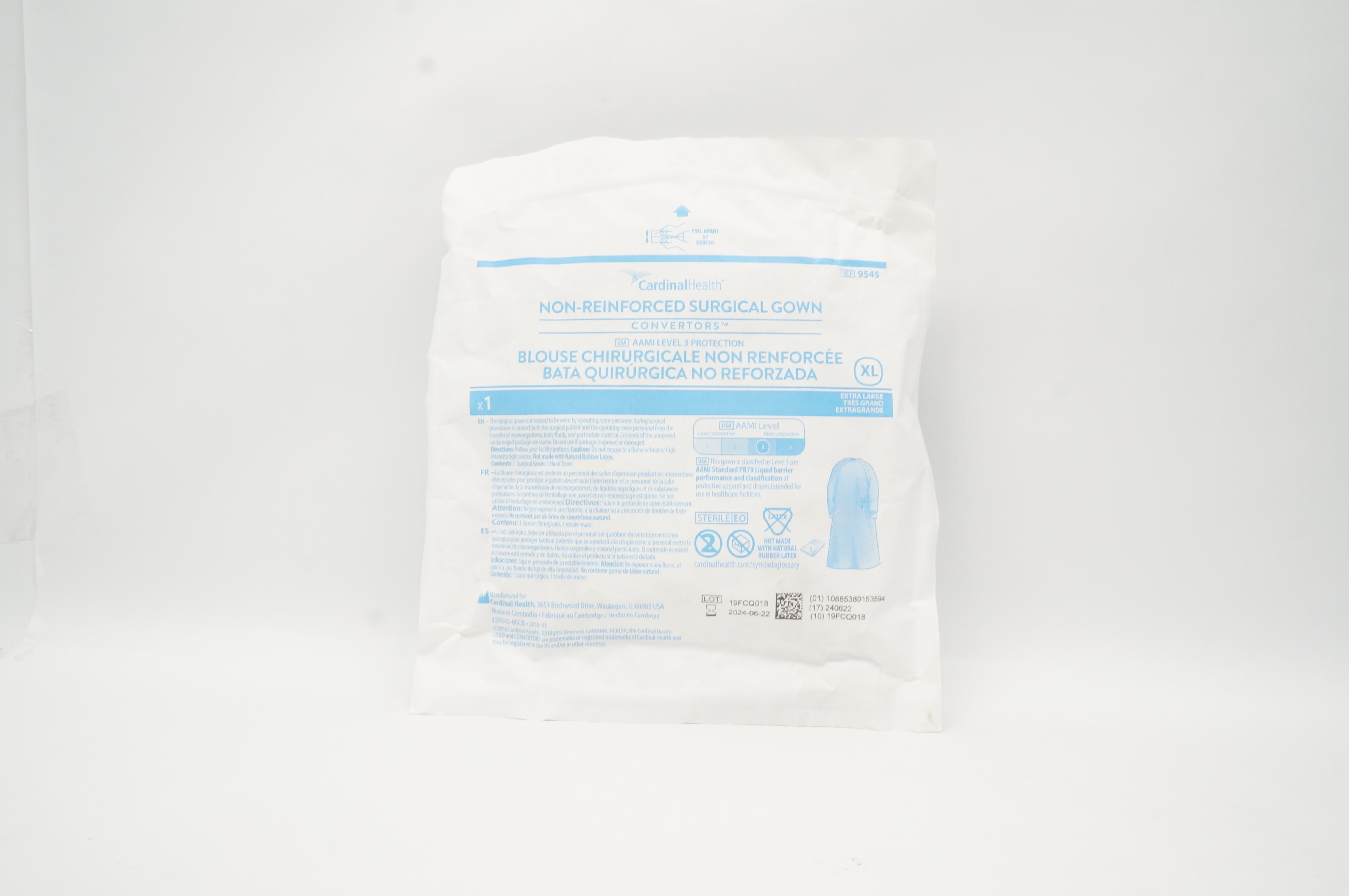 Cardinal Health 9545 Non-Reinforced Surgical Gown XL
