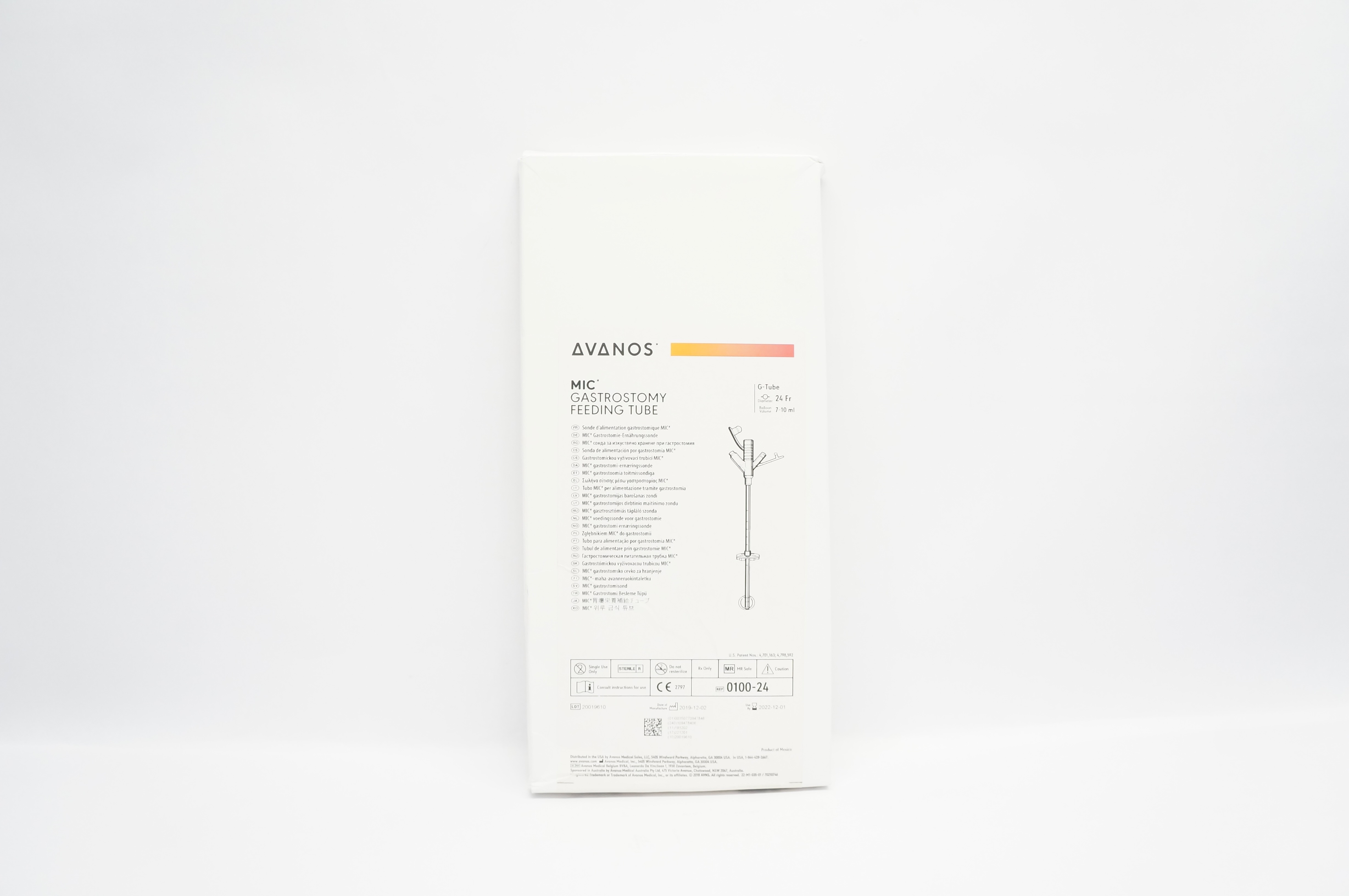 Avanos 0100-24 MIC Gastrostomy Feeding G-Tube 24Fr x 7-10ml (x)
