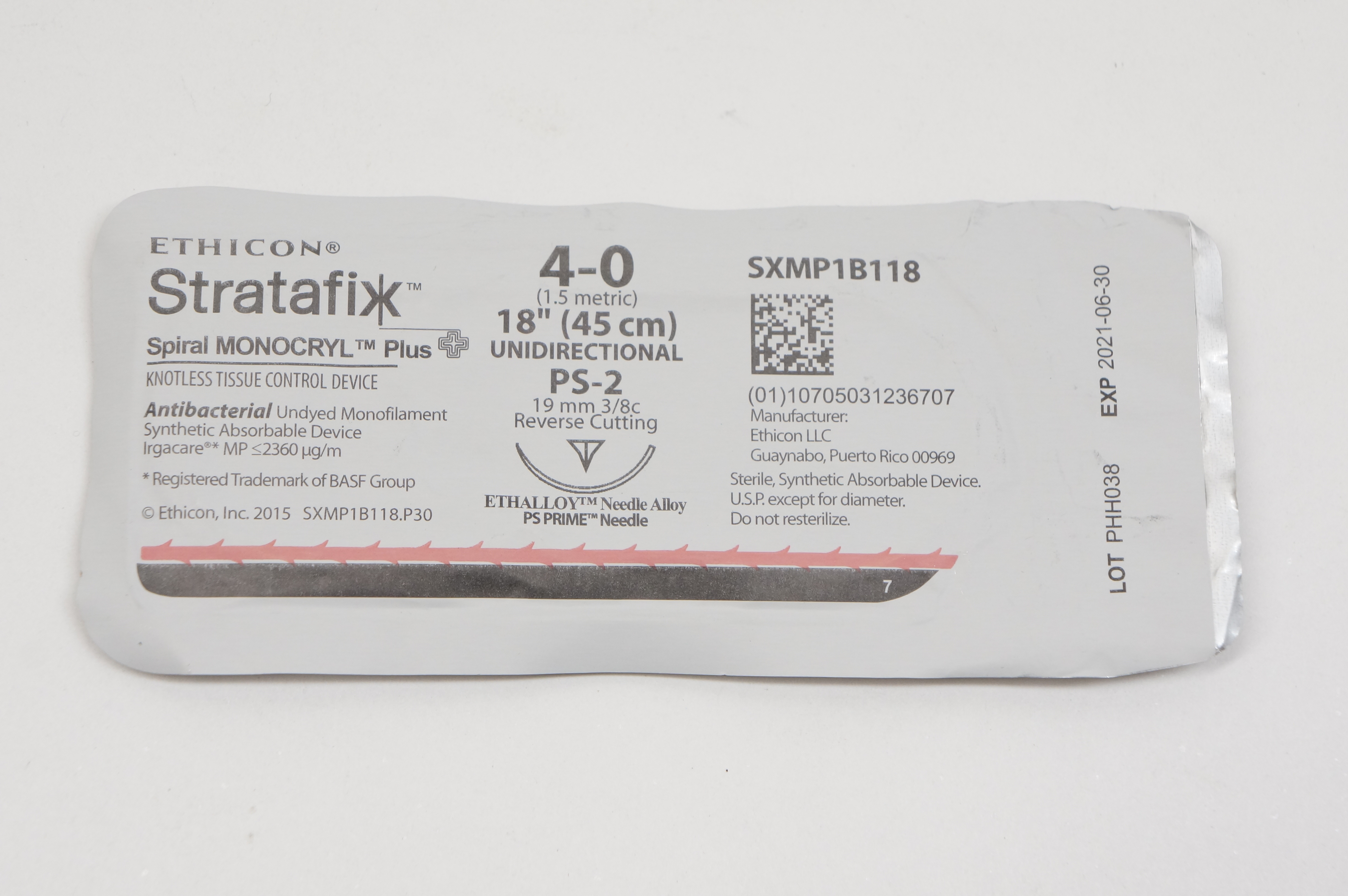 Ethicon SXMP1B118 4-0 Stratafix, PS-2, 19mm 3/8c Reverse Cutting, 18inch